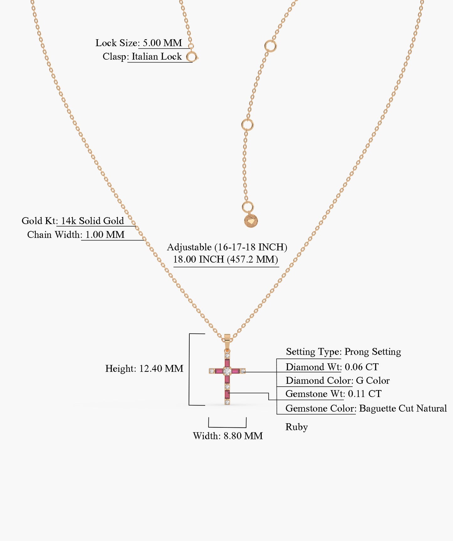 14K Gold Cross Diamond Necklace