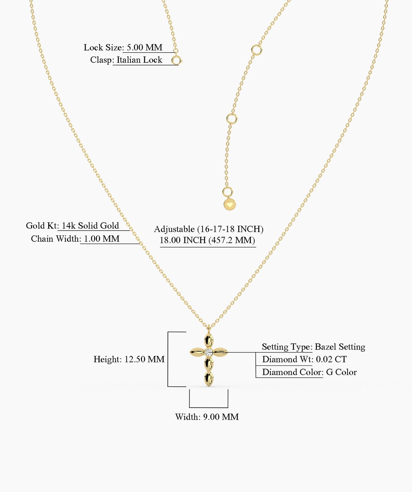 14K Gold Cross Necklace
