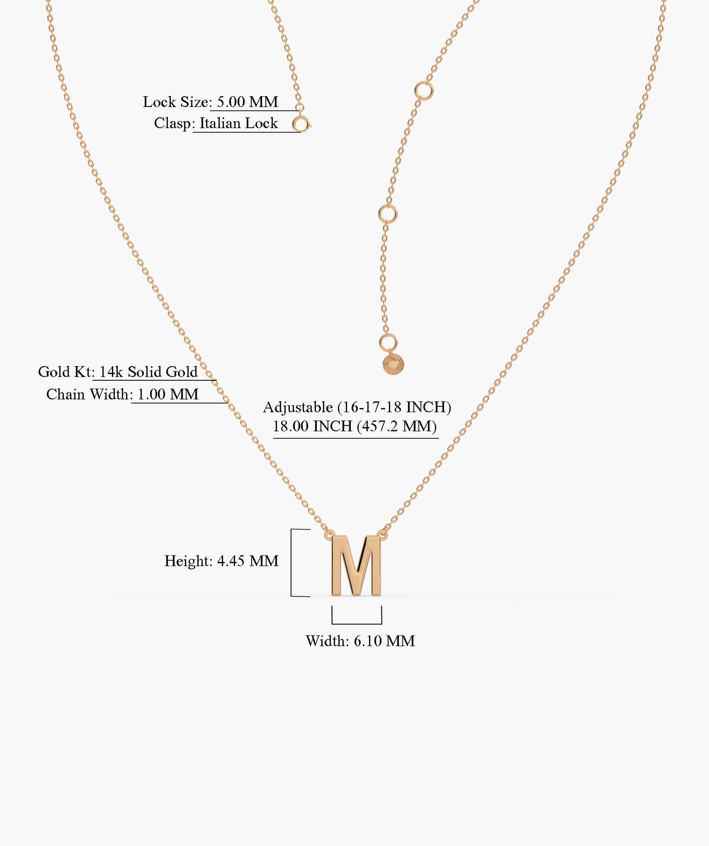 Bold 'M' Initial Gold Pendant