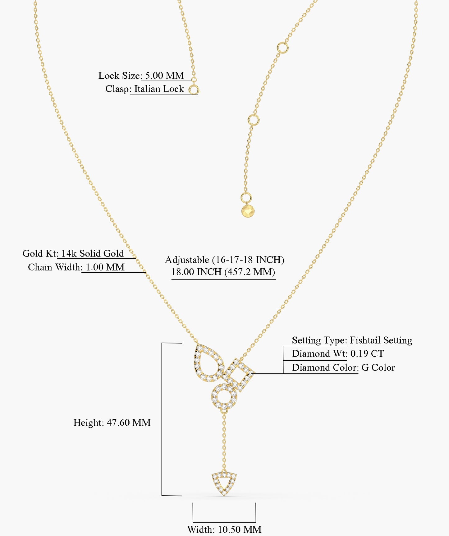 Geometric Drop Diamond Necklace