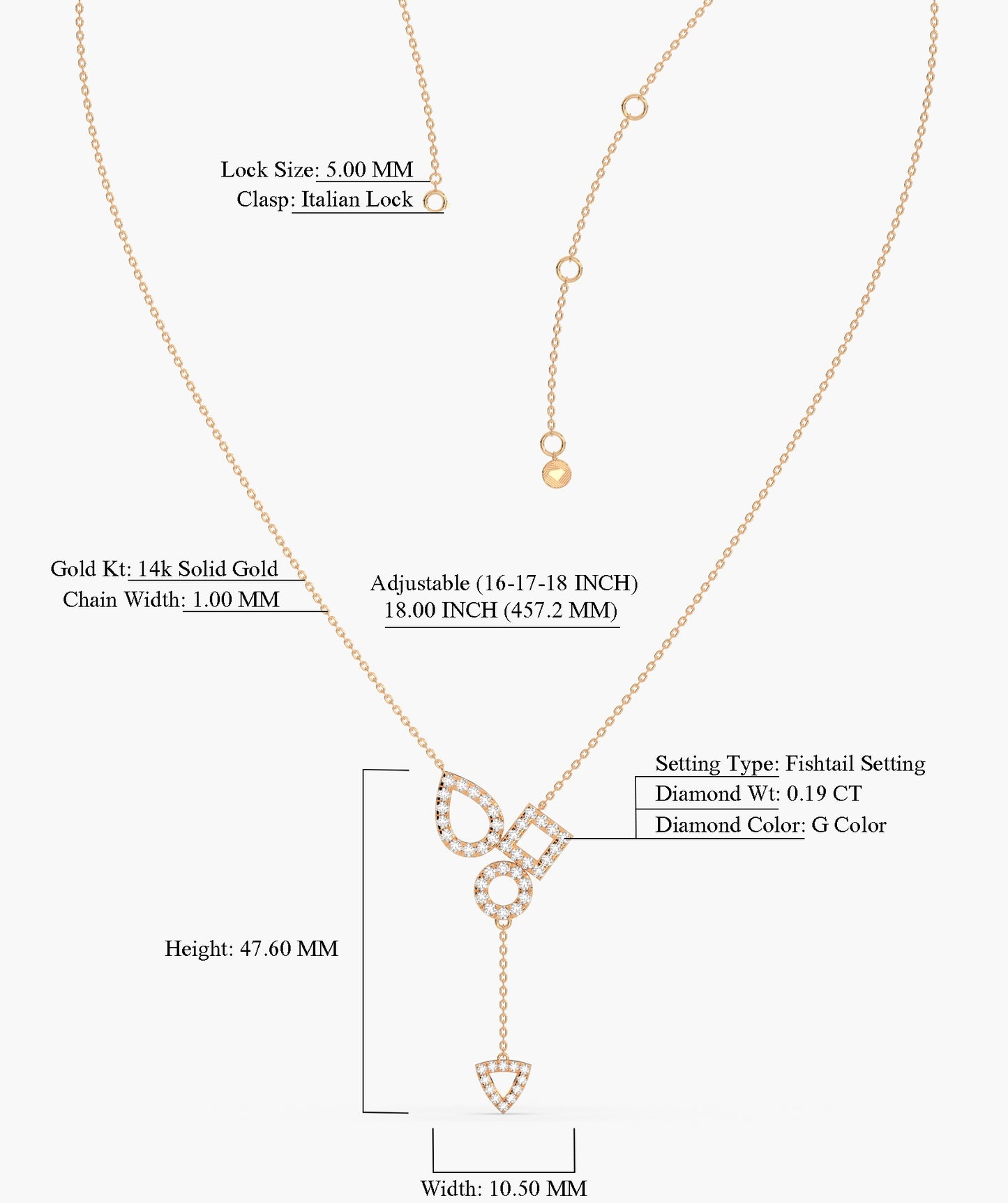 Geometric Drop Diamond Necklace