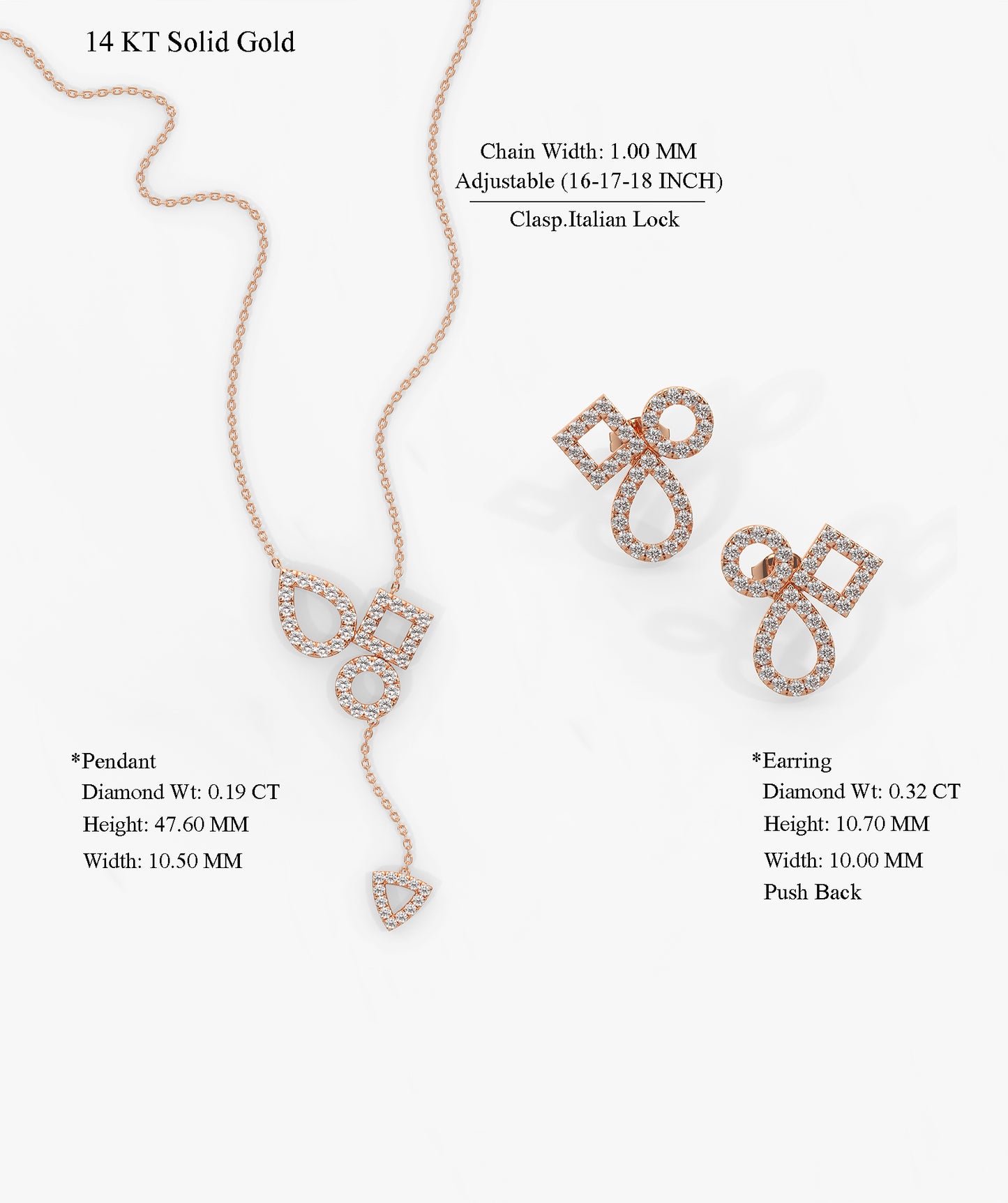 14K Gold Geometric Diamond Jewelry Set