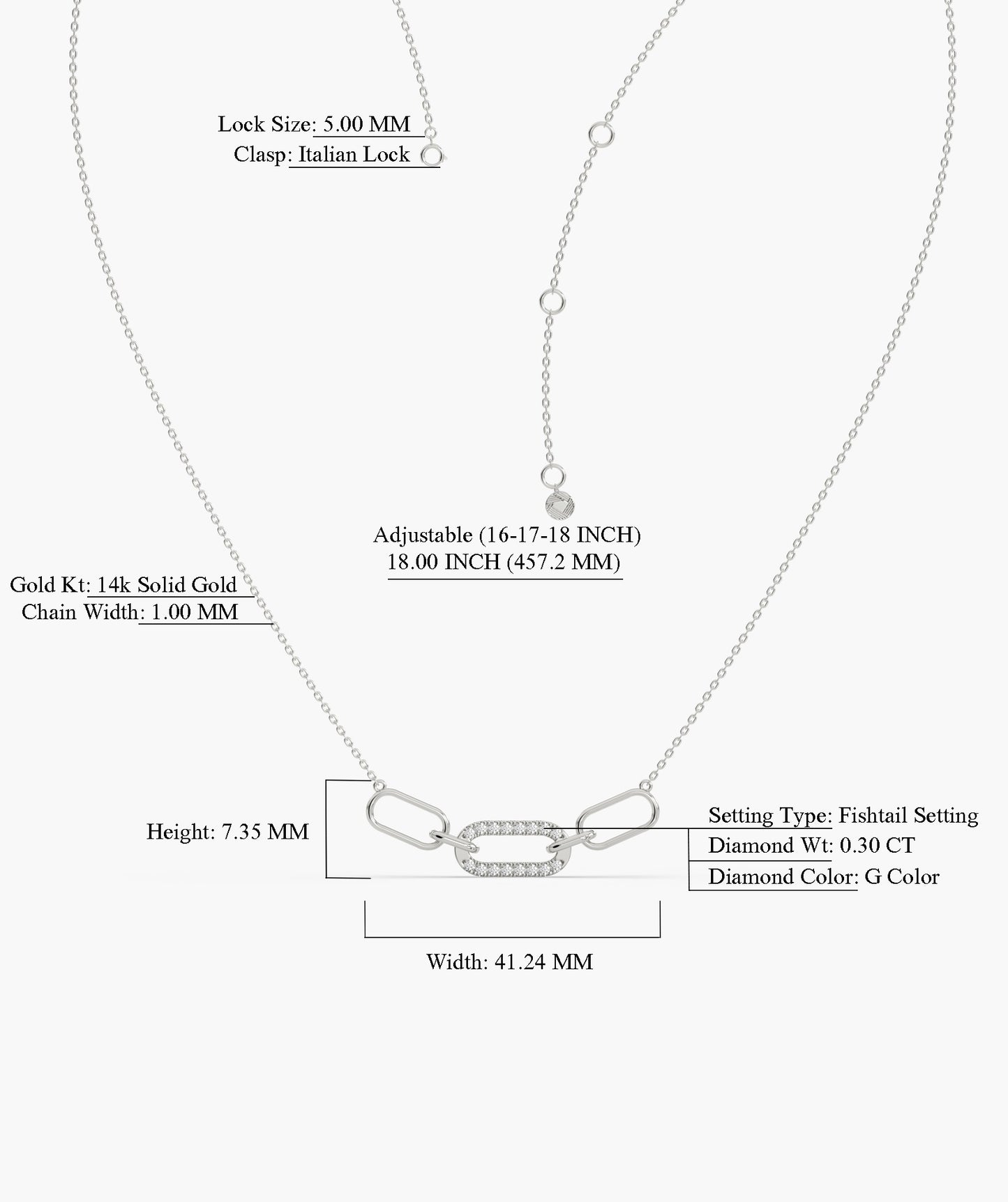 Diamond Link 14K Gold Necklace