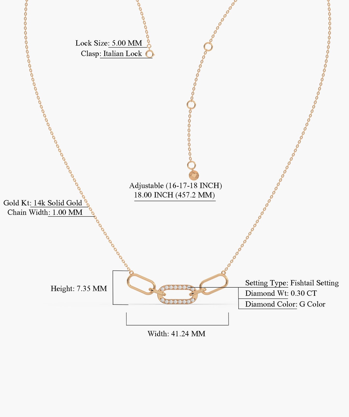 Diamond Link 14K Gold Necklace