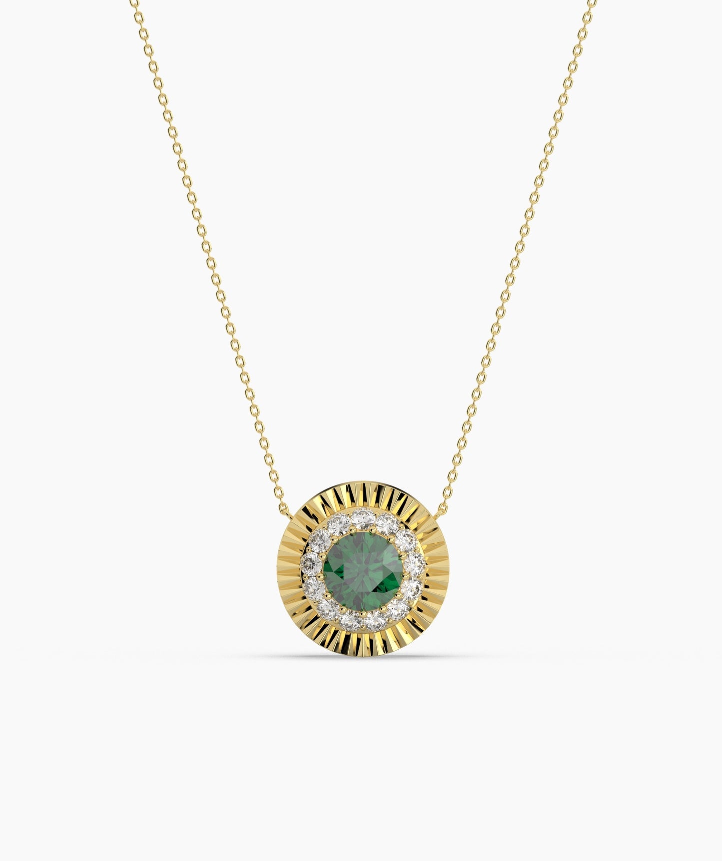Sparkling Halo Design 14K Gold Necklace