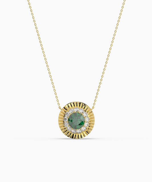 Sparkling Halo Design 14K Gold Necklace