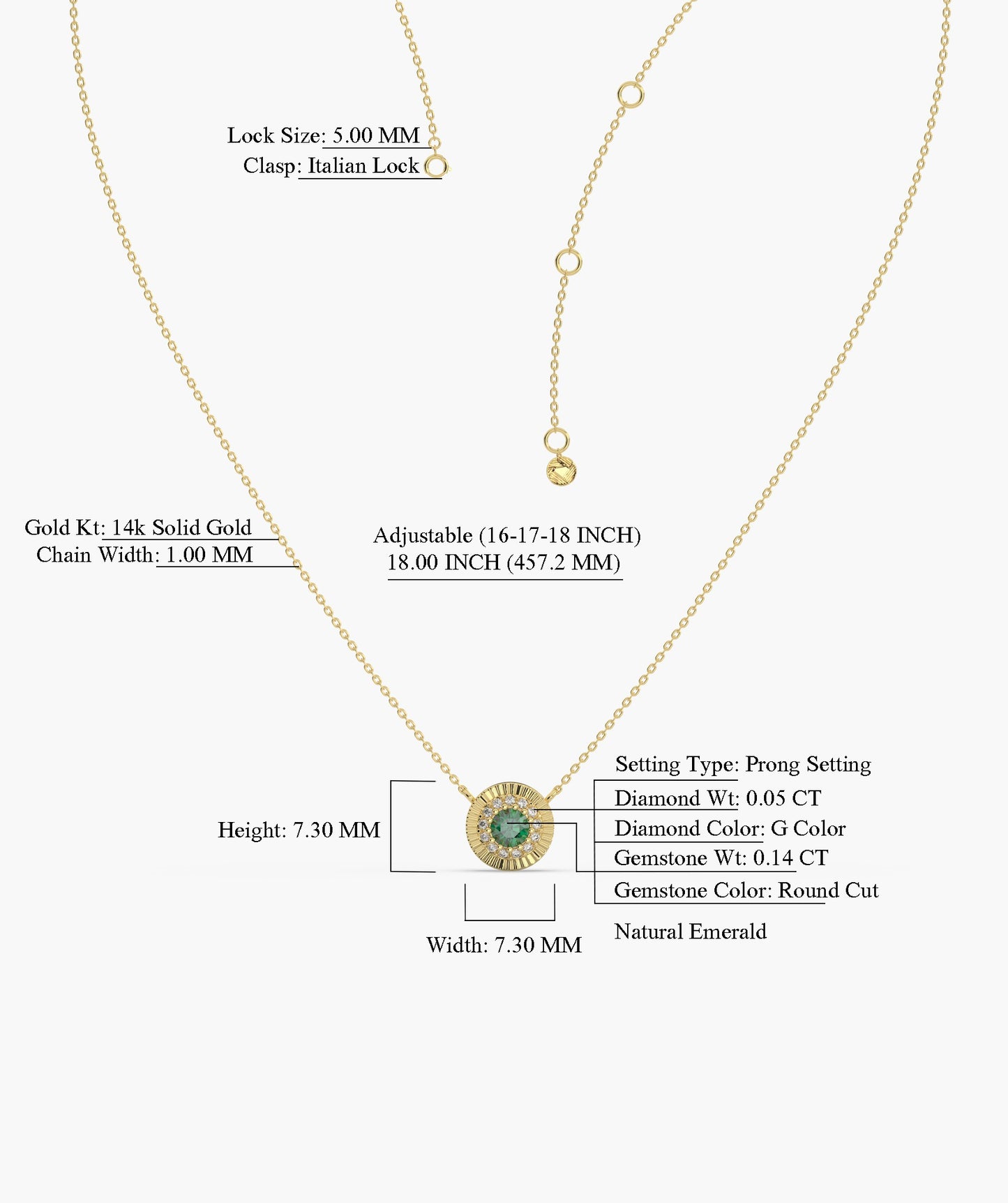 Sparkling Halo Design 14K Gold Necklace