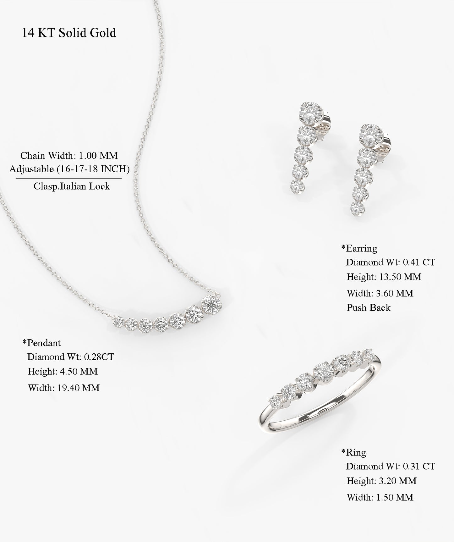 14K Gold Diamond Jewelry Set