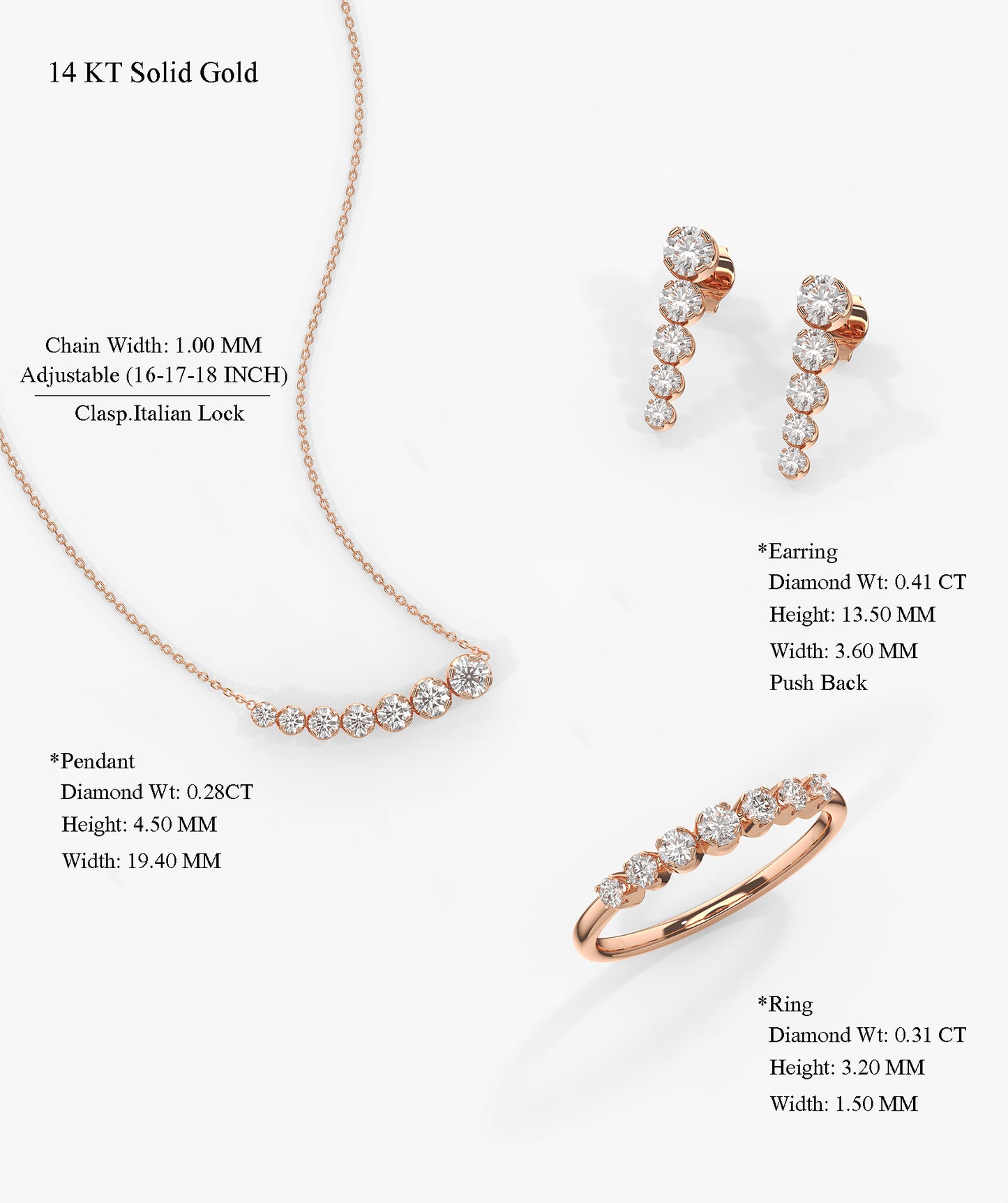 14K Gold Diamond Jewelry Set