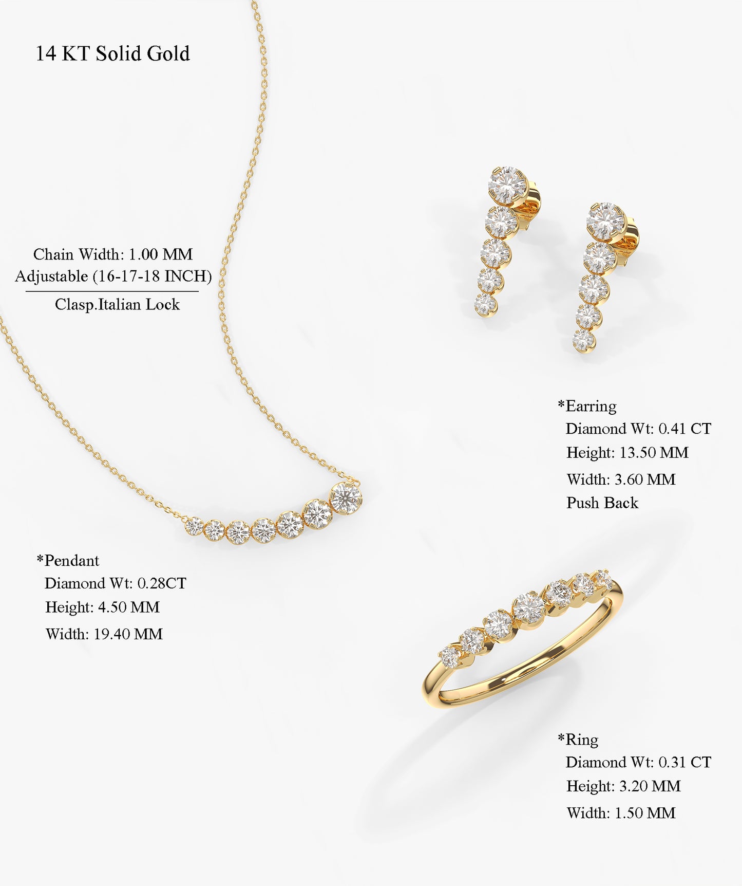 14K Gold Diamond Jewelry Set