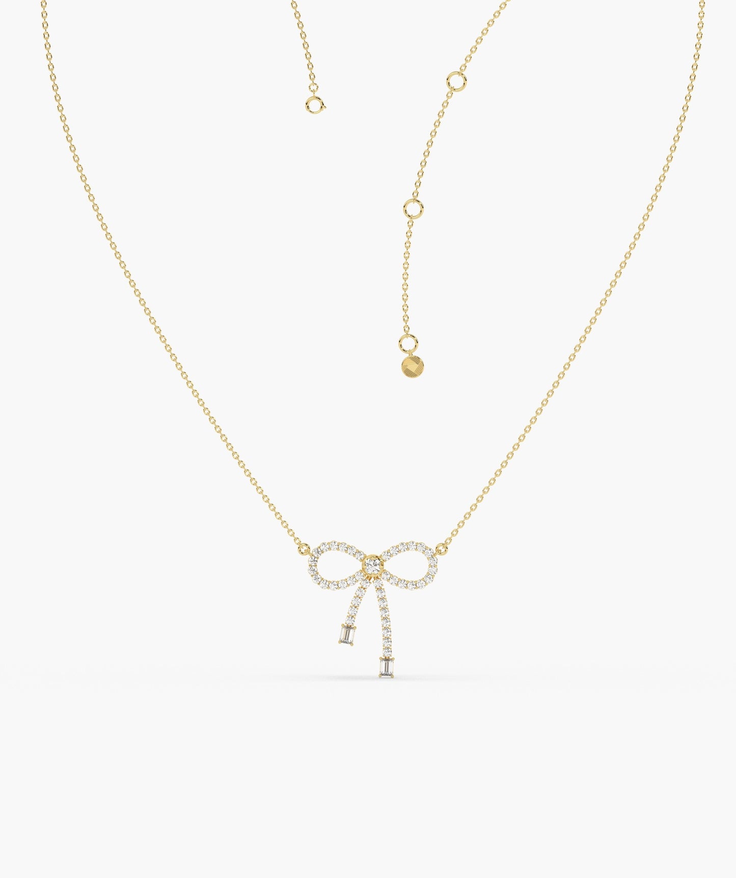 14K Gold Diamond Bow Necklace
