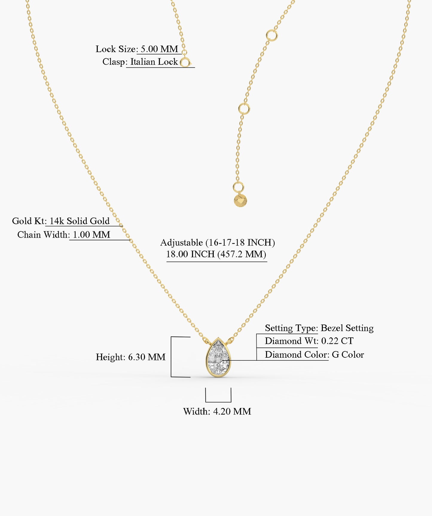 Pear Diamond Pendant Necklace