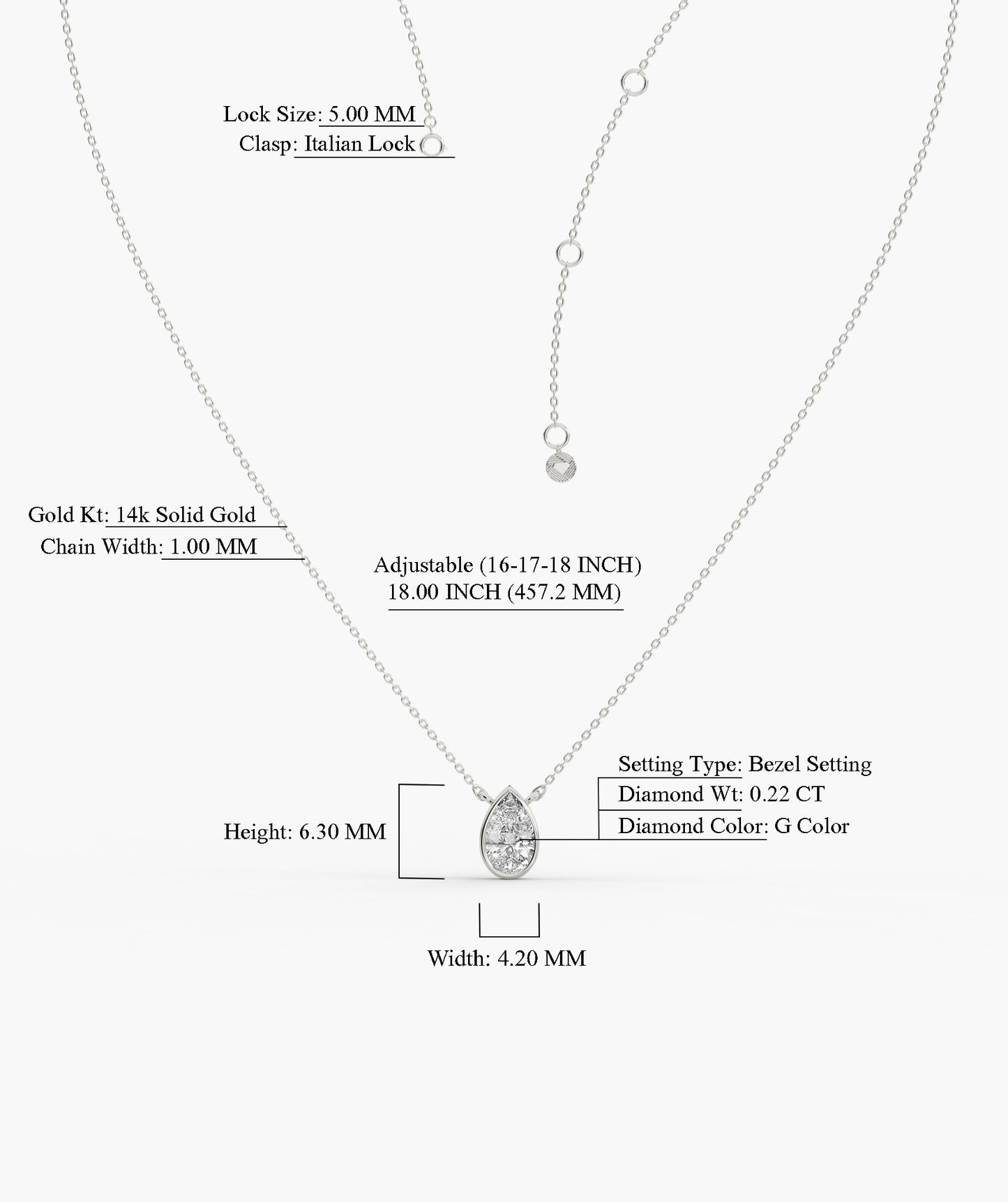 Pear Diamond Pendant Necklace