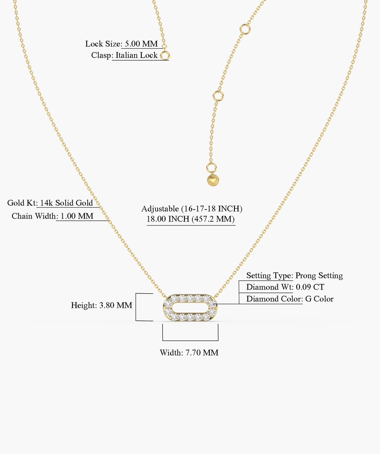14K Gold Link Sparkle Pendant