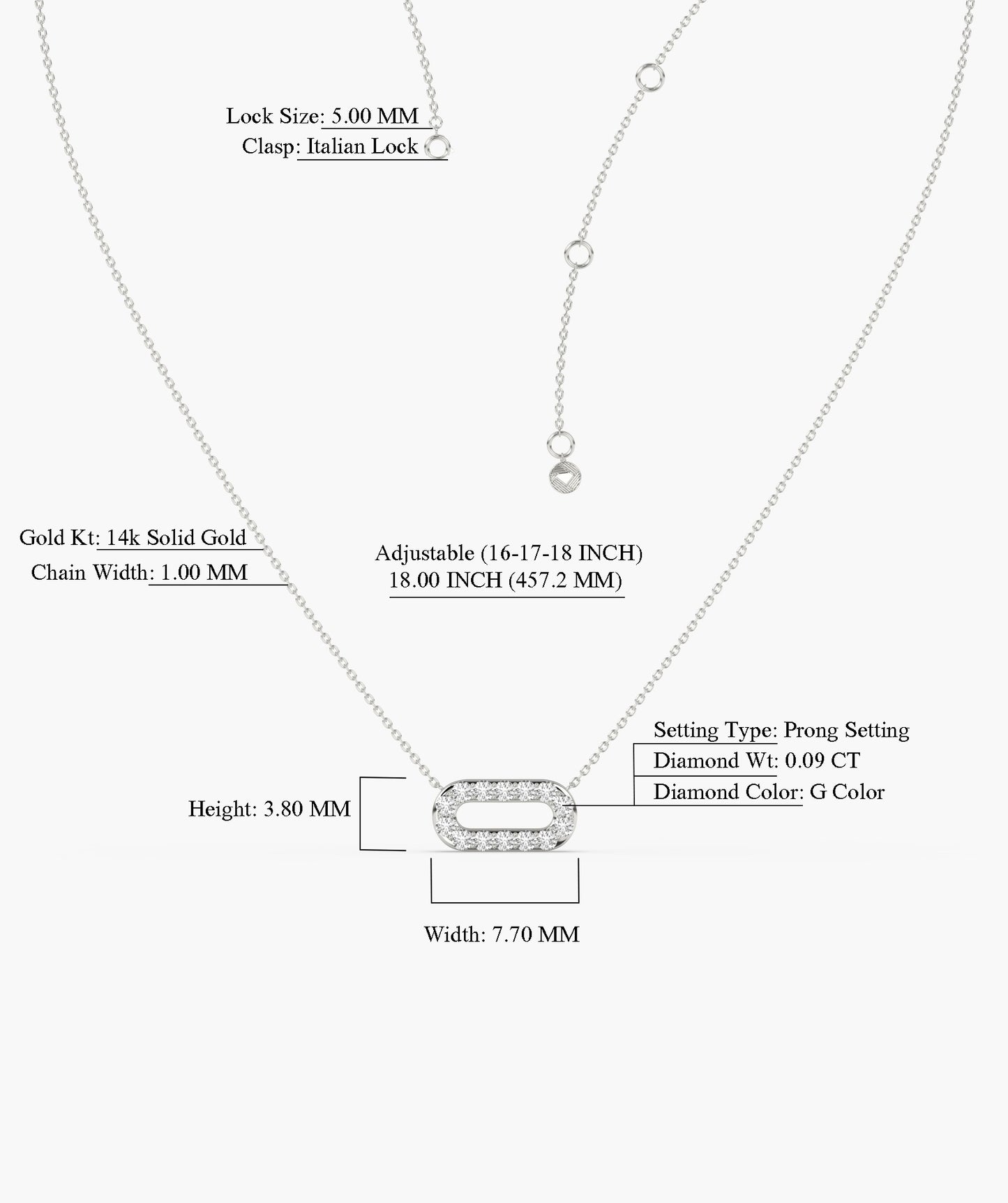14K Gold Link Sparkle Pendant