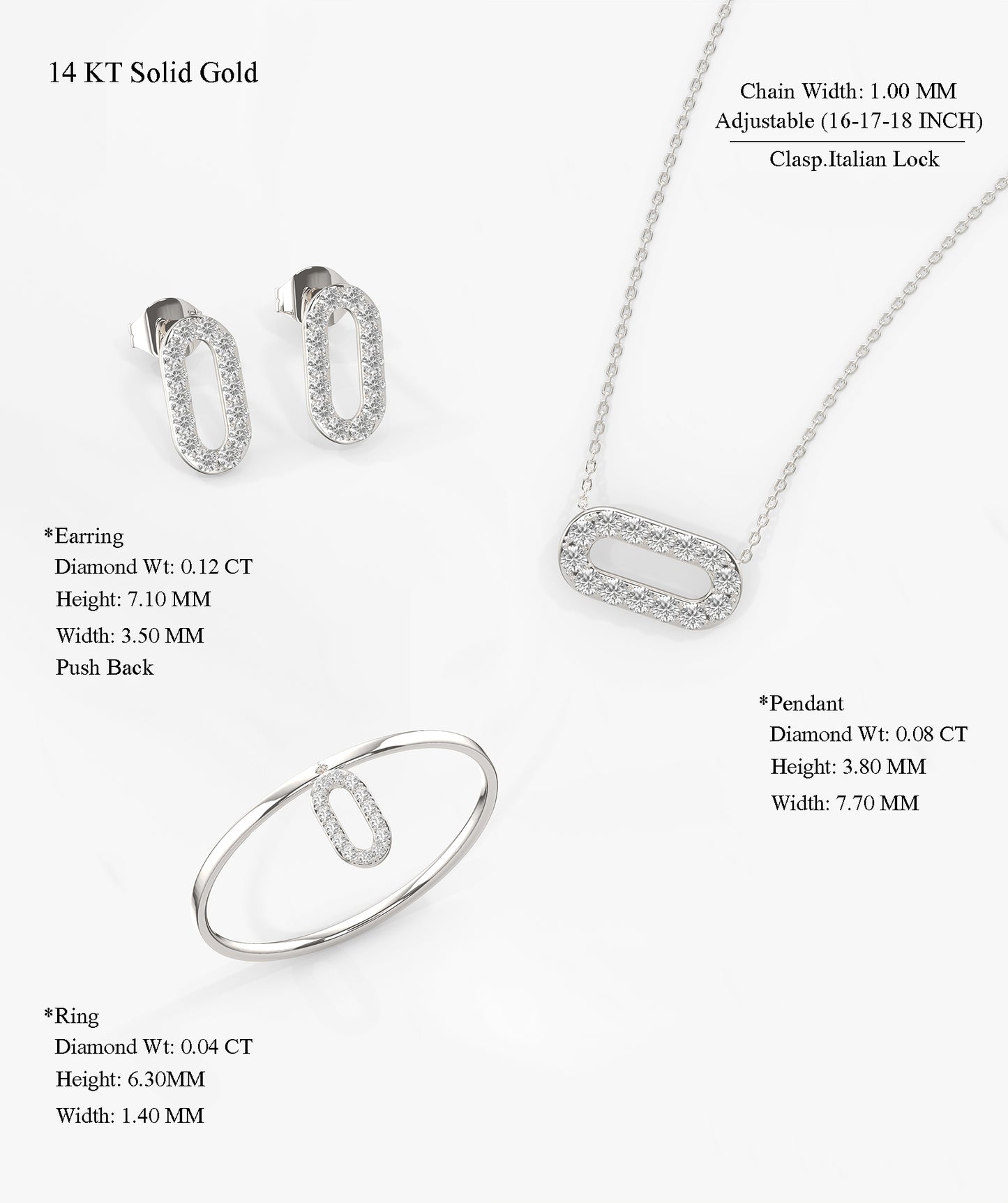 14K Gold Diamond Jewelry Set