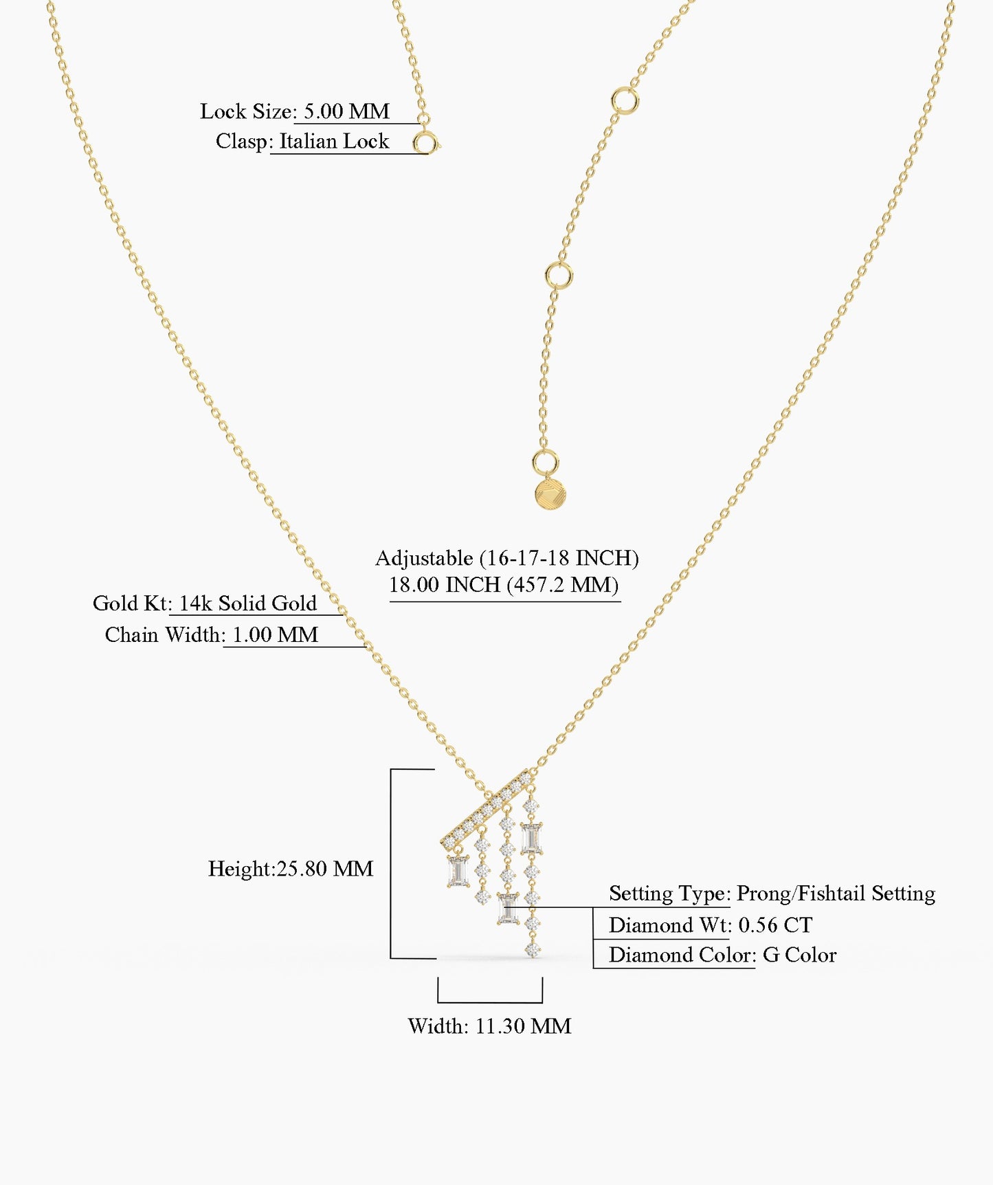 Cascading Diamond Dangle Necklace