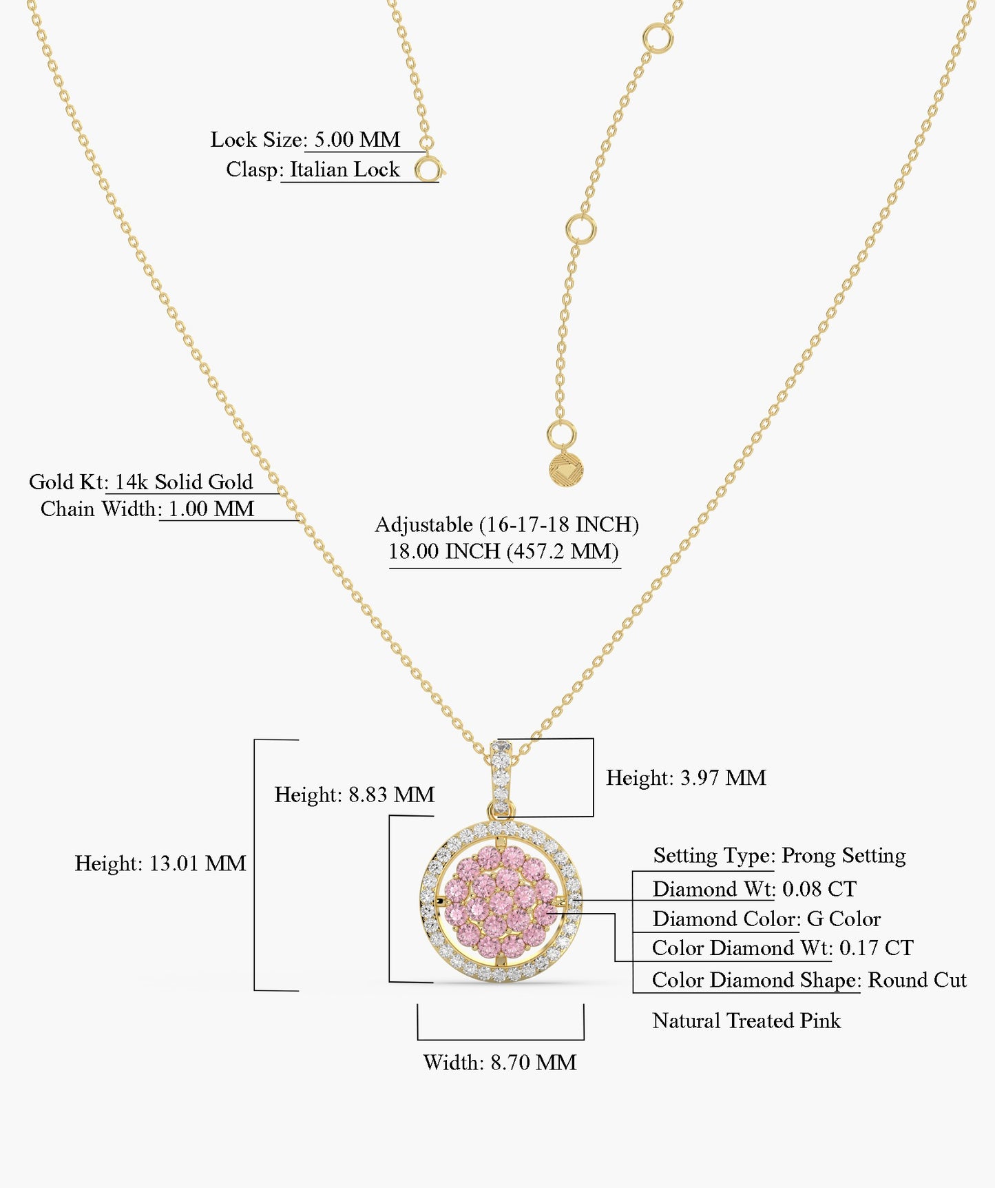 Pink Sparkle Halo Pendant
