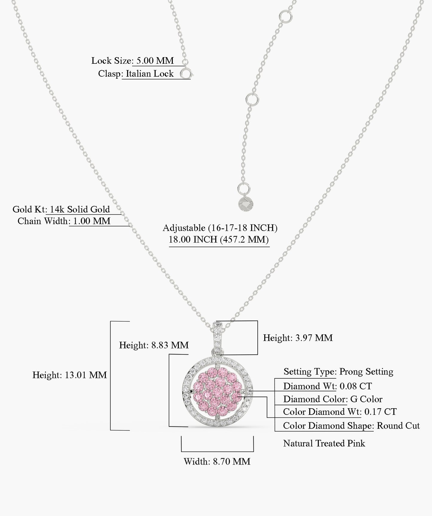 Pink Sparkle Halo Pendant