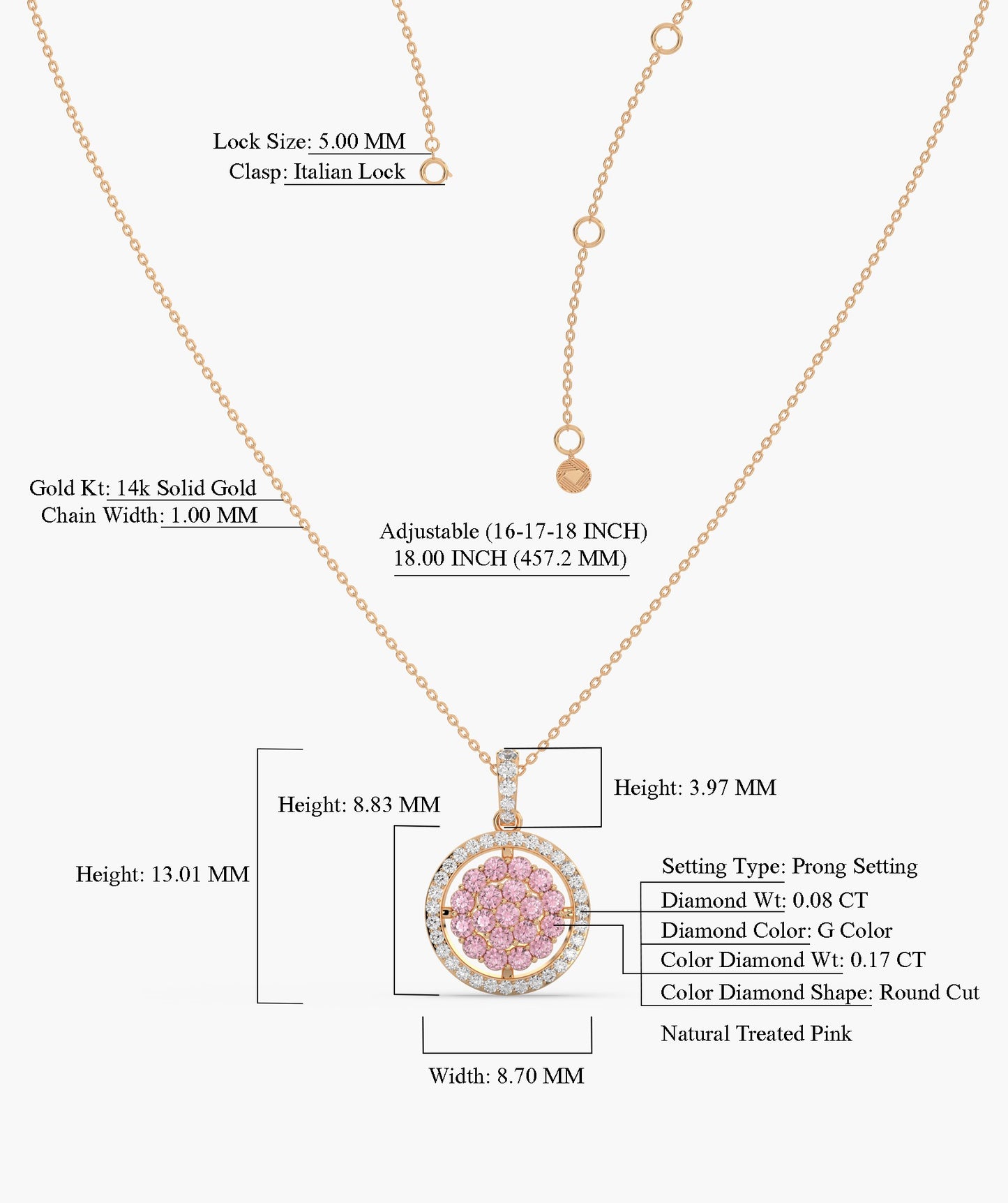 Pink Sparkle Halo Pendant