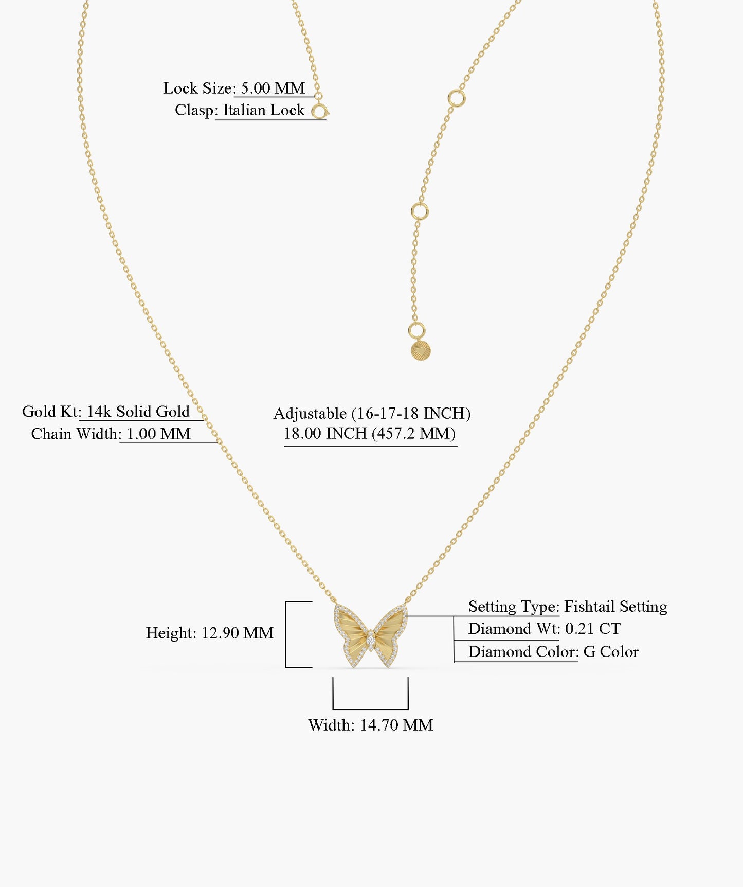 Gleaming Butterfly Charm Necklace