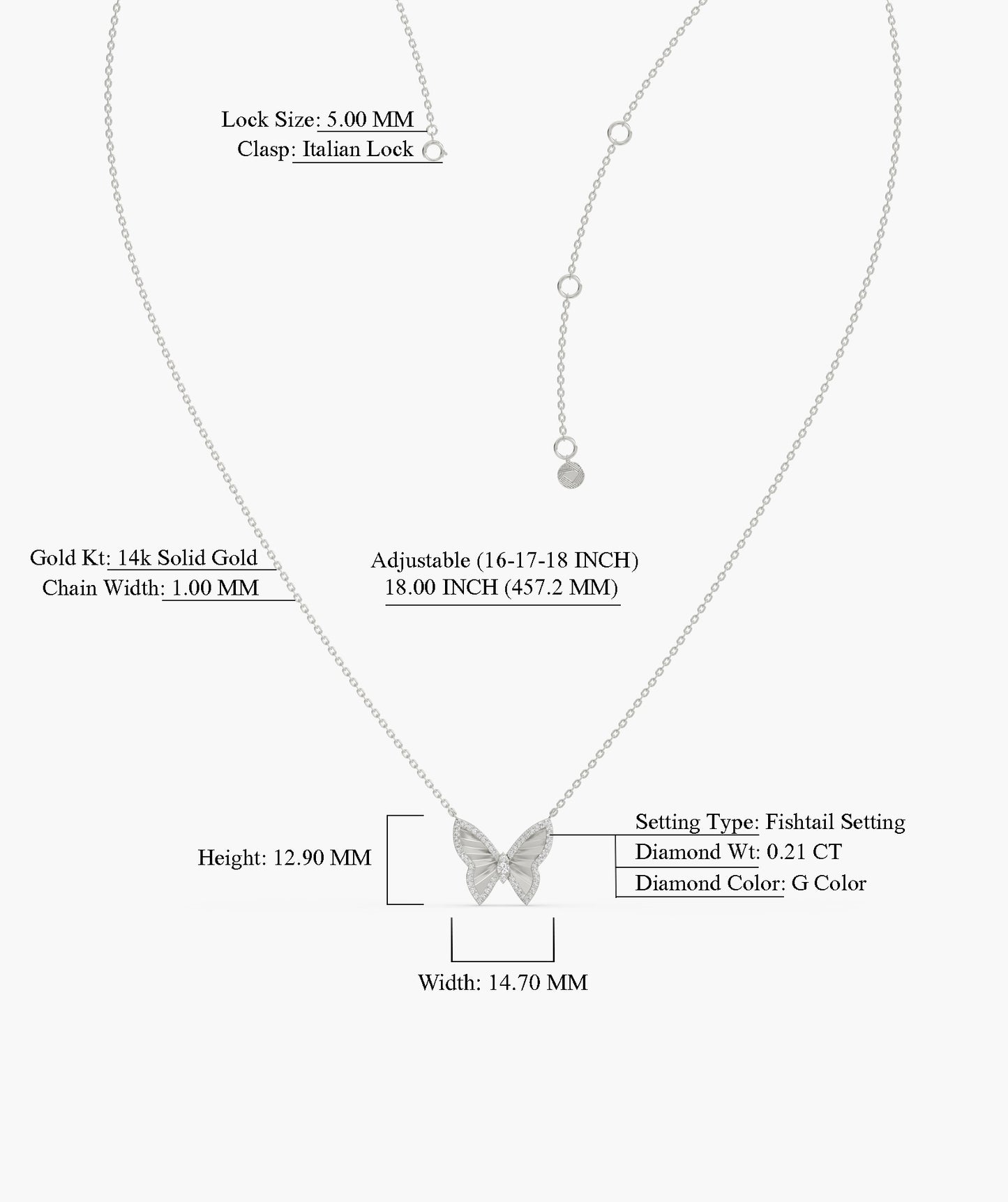Gleaming Butterfly Charm Necklace
