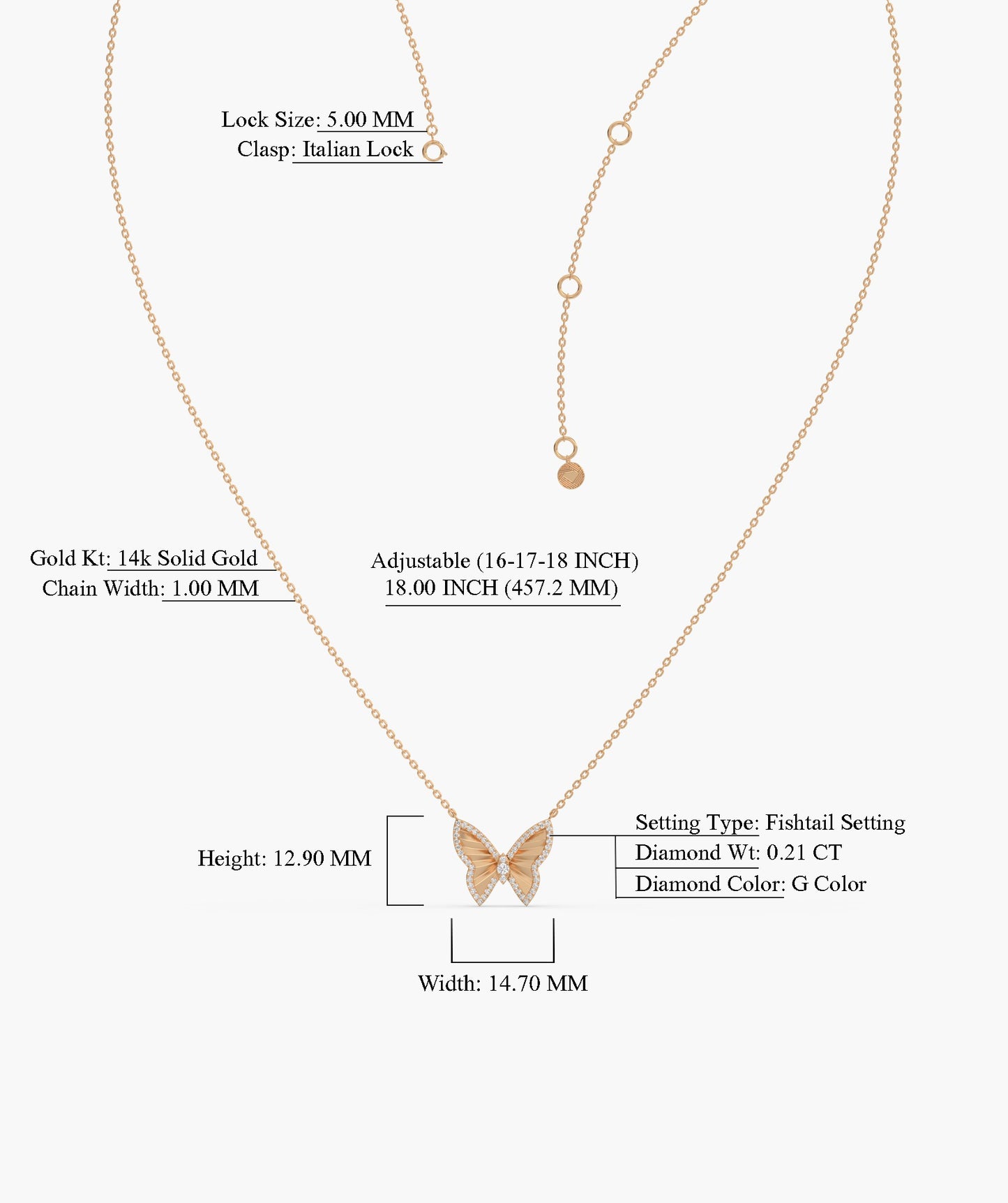 Gleaming Butterfly Charm Necklace