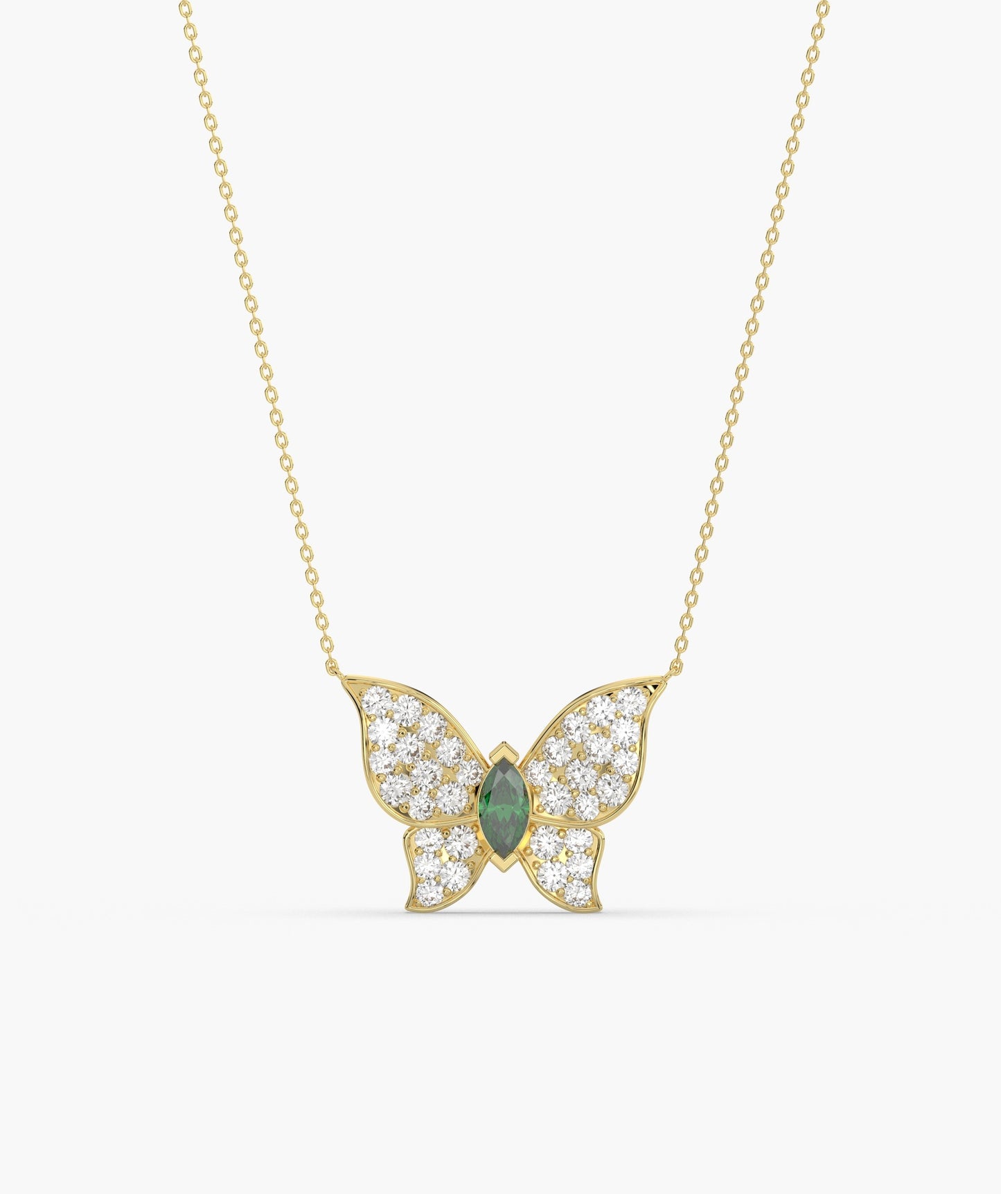 Emerald Heart Butterfly Necklace