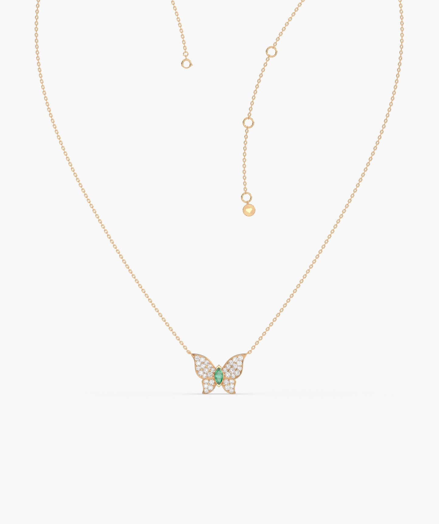 Emerald Heart Butterfly Necklace
