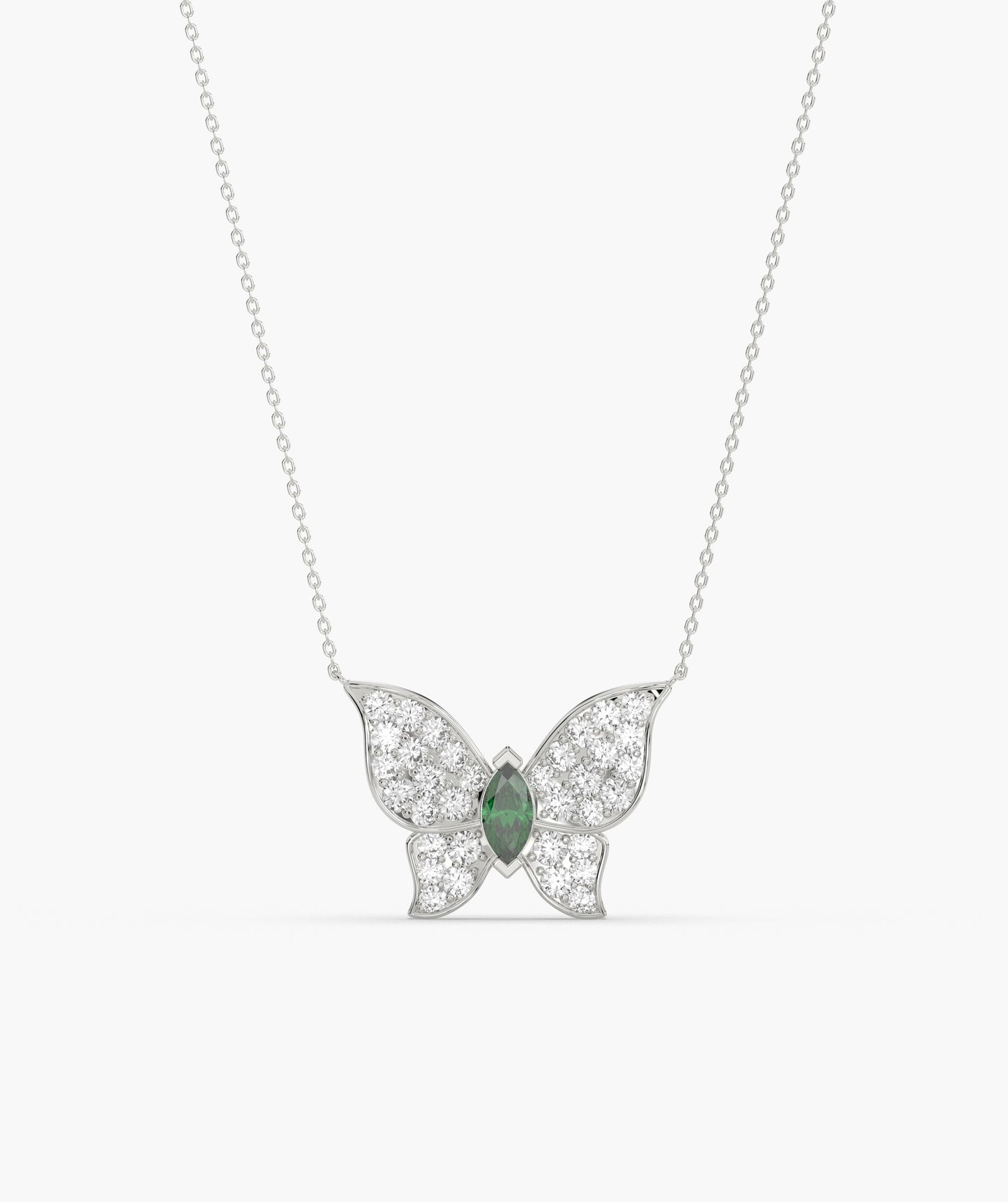 Emerald Heart Butterfly Necklace