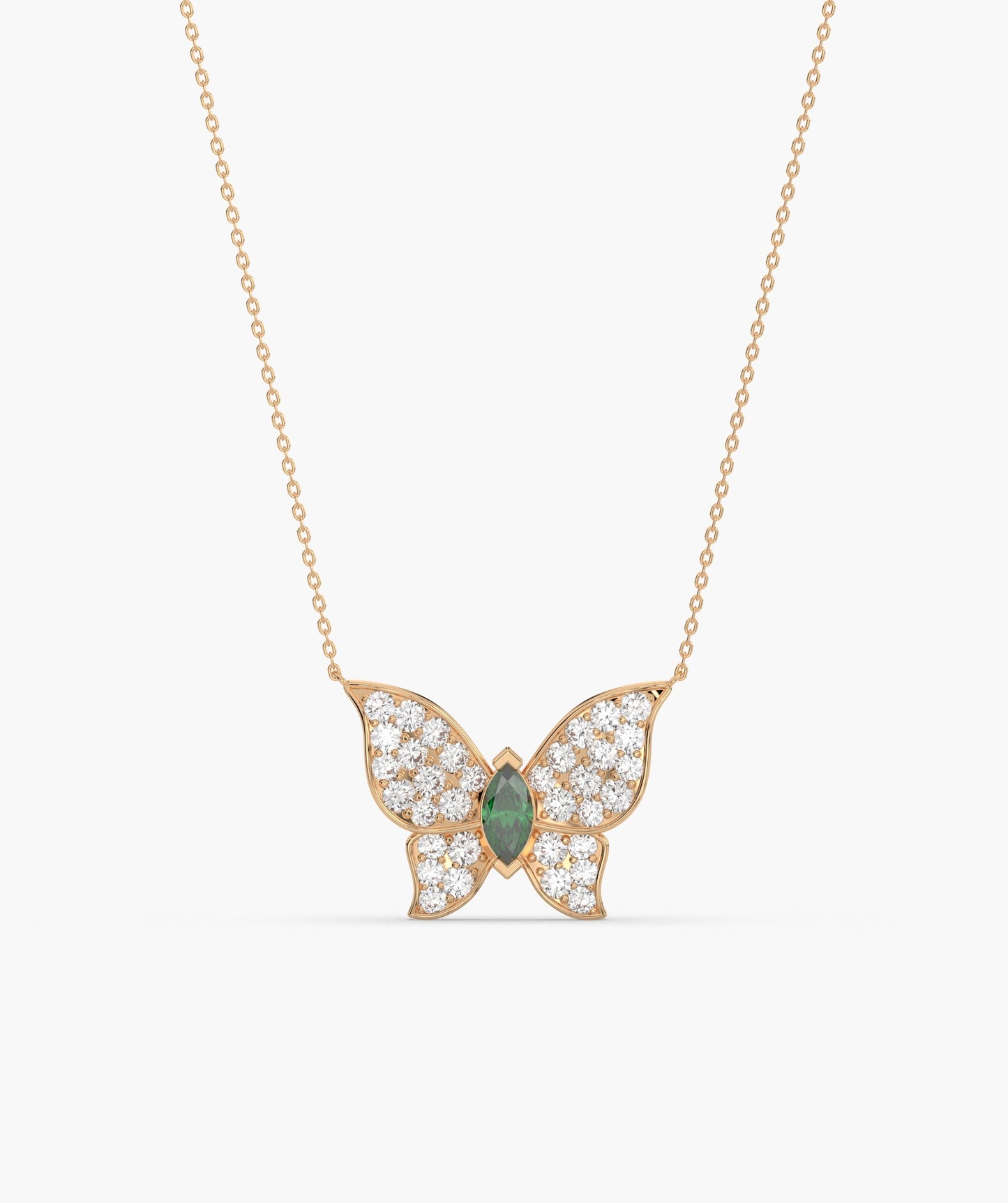 Emerald Heart Butterfly Necklace