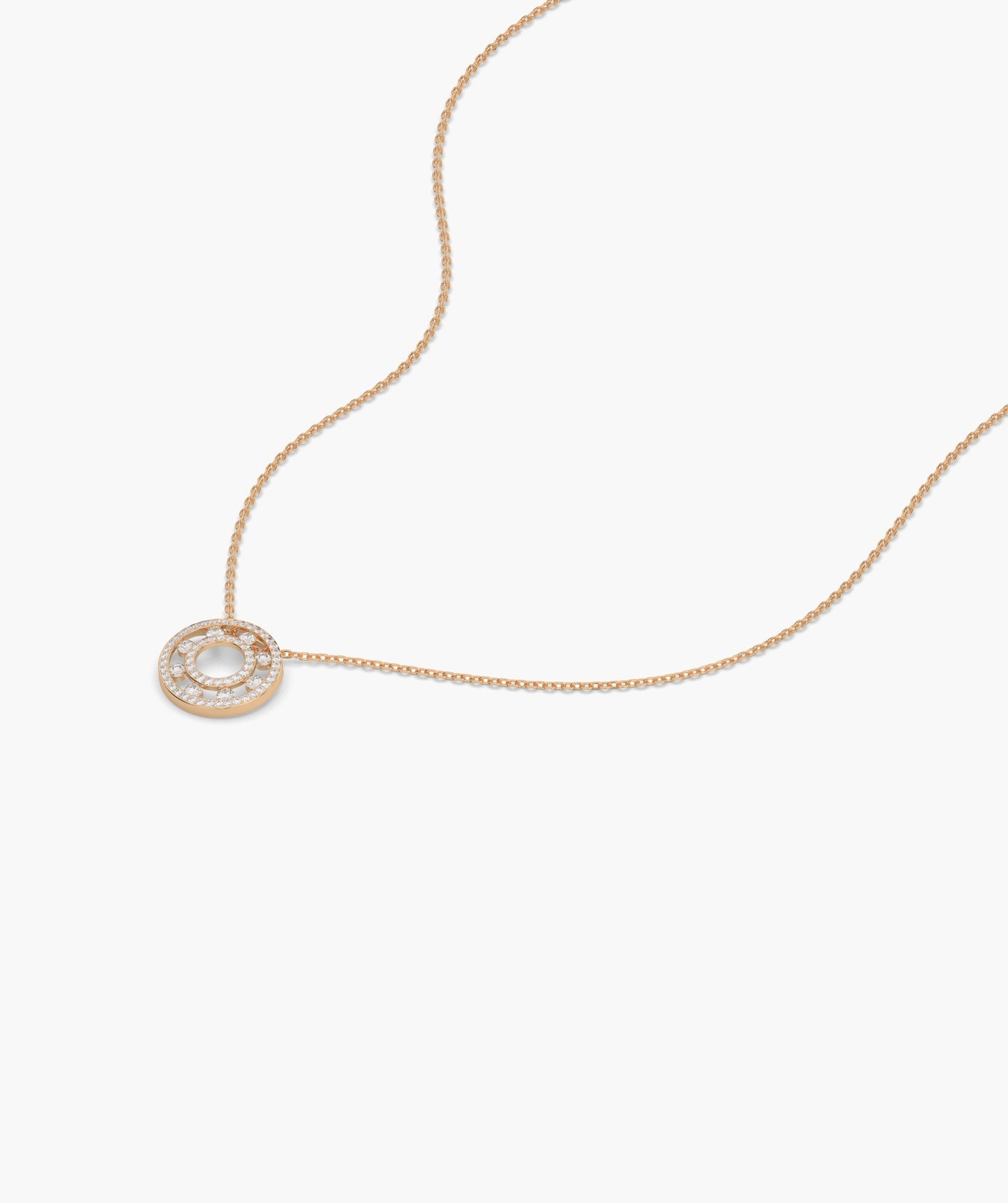 Diamond Halo Circle Pendant Necklace