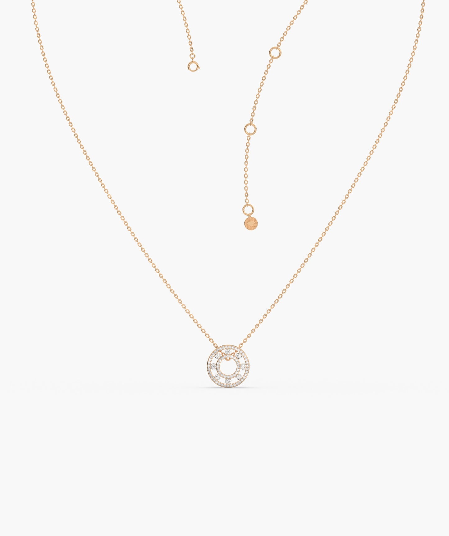 Diamond Halo Circle Pendant Necklace
