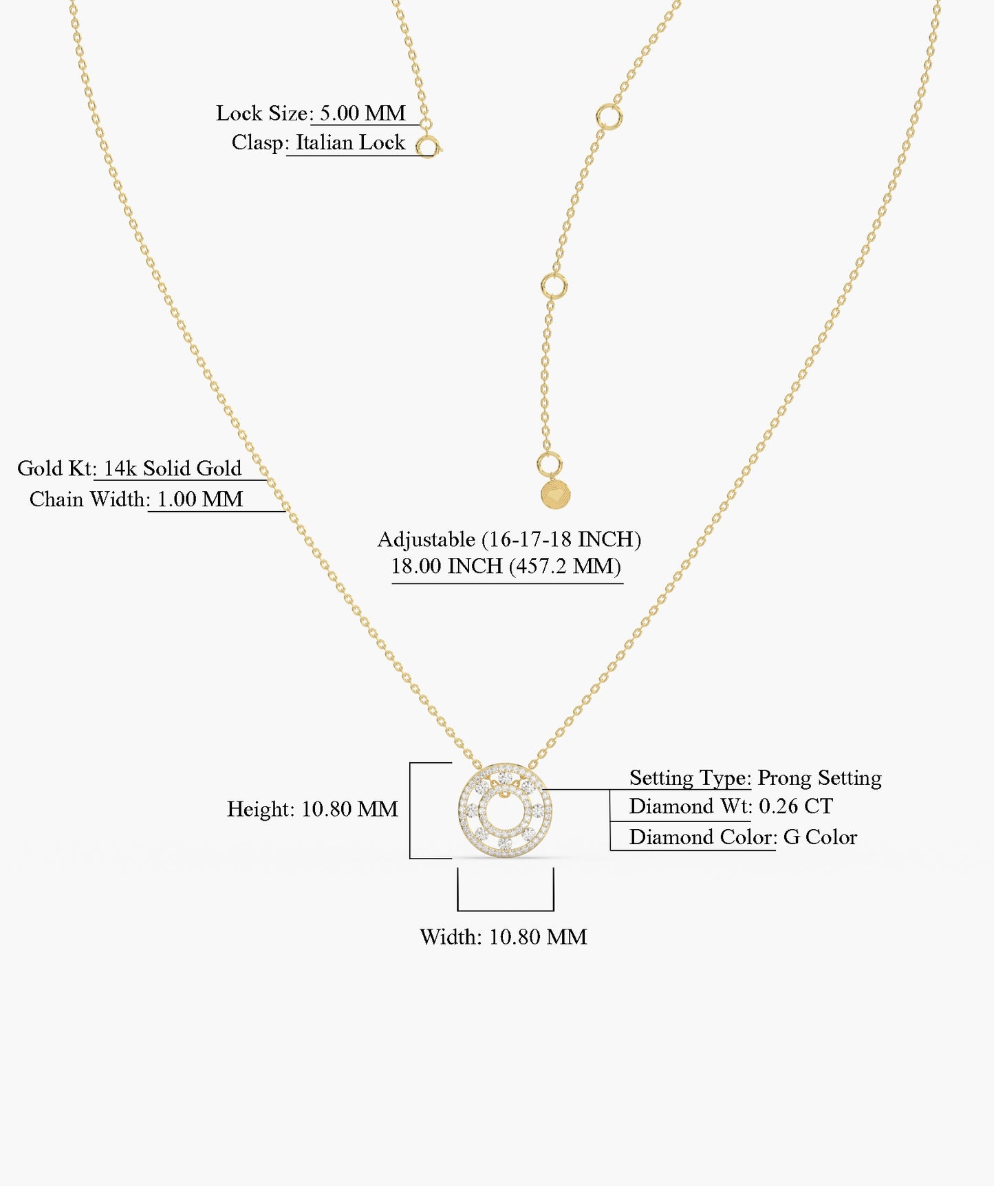 Diamond Halo Circle Pendant Necklace