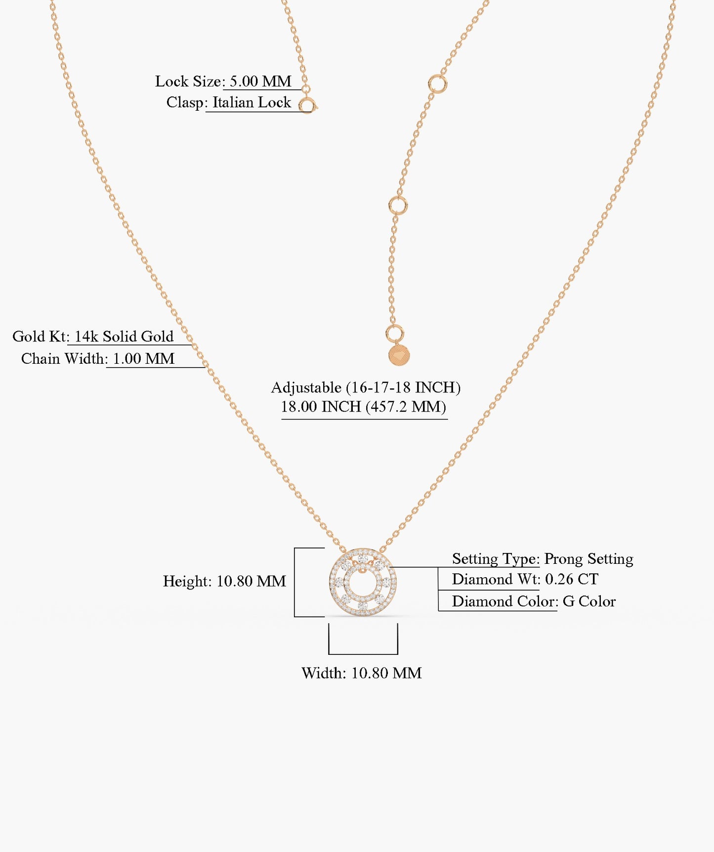Diamond Halo Circle Pendant Necklace