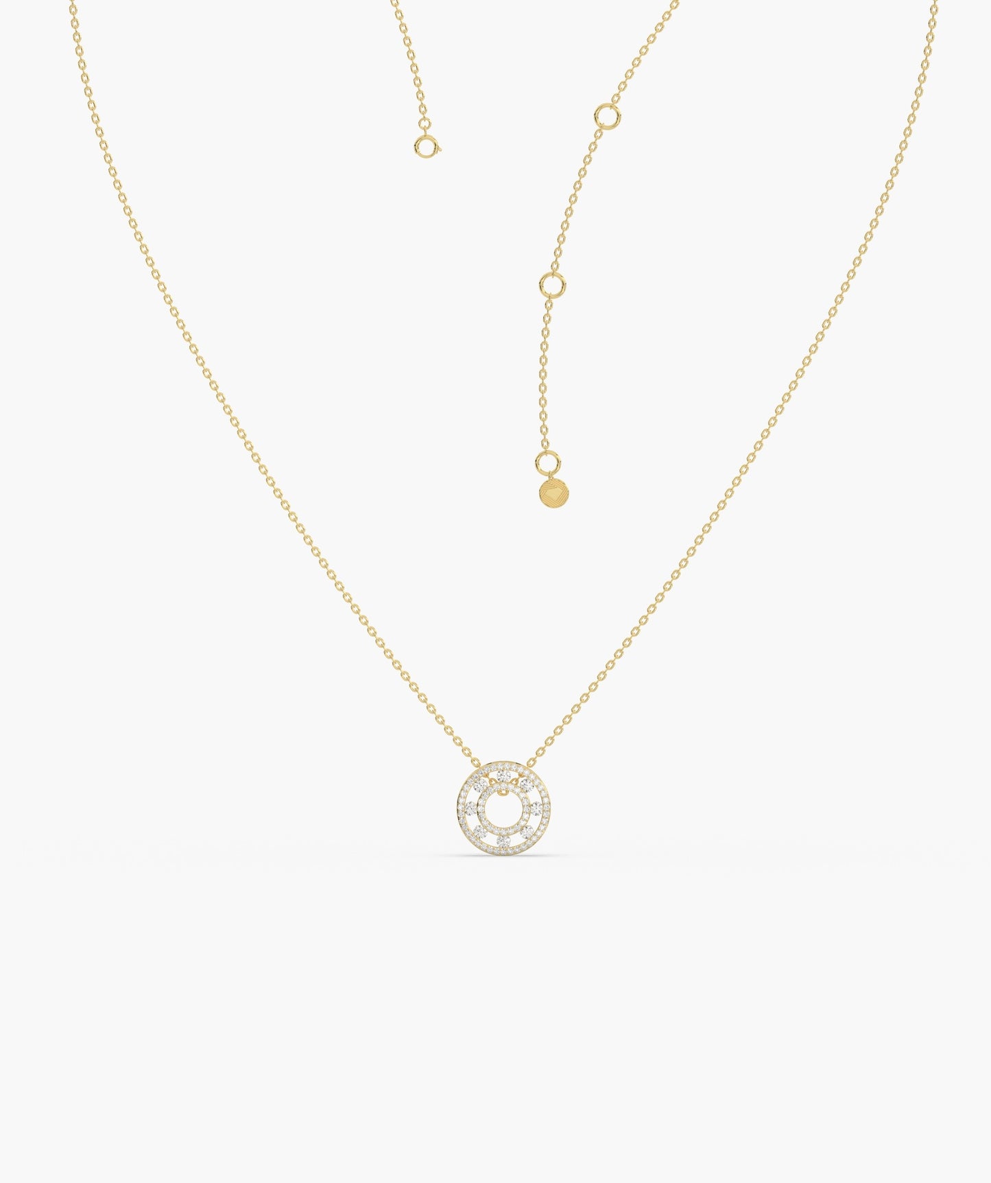 Diamond Halo Circle Pendant Necklace