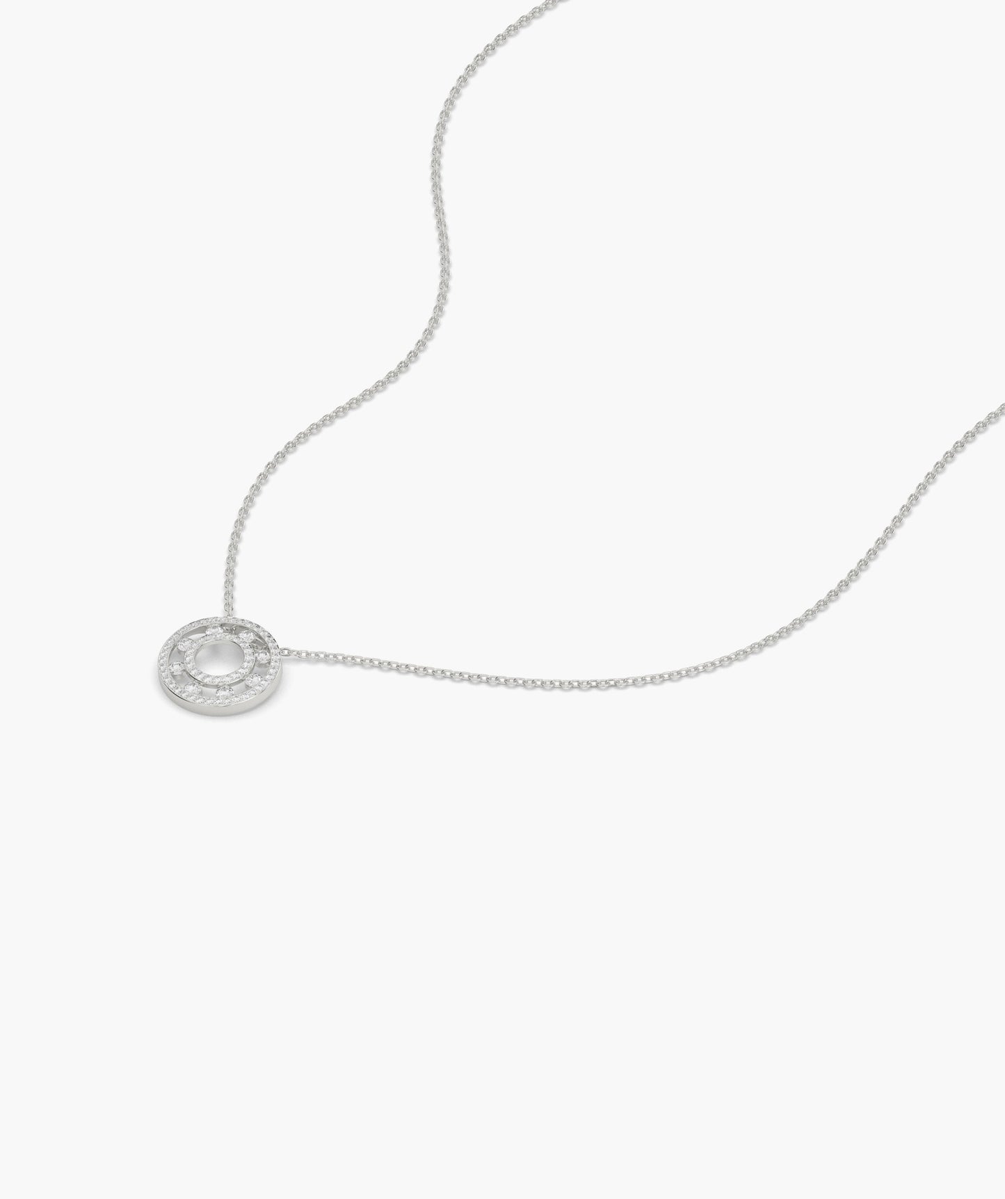 Diamond Halo Circle Pendant Necklace