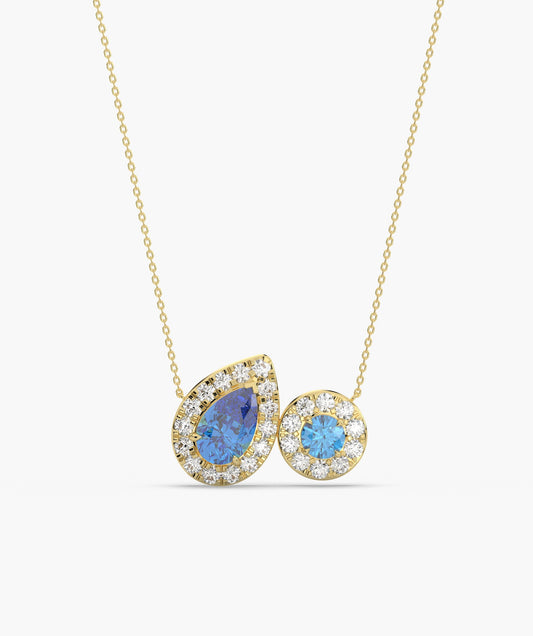 Dazzling Blue Duo Gold Necklace