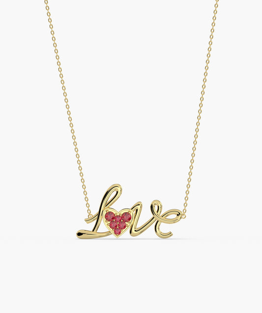 Cursive Love Heart Pendant Necklace