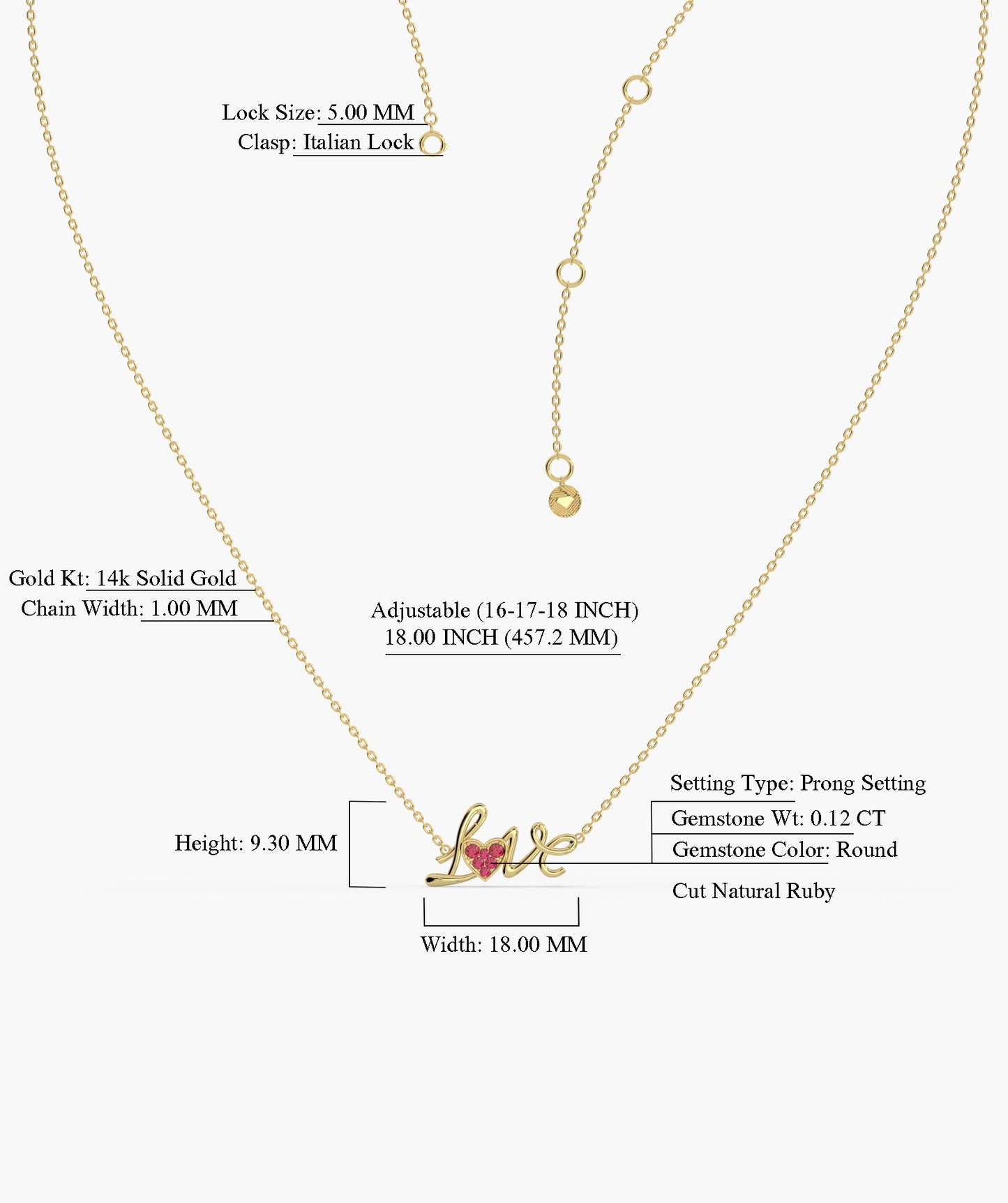 Cursive Love Heart Pendant Necklace