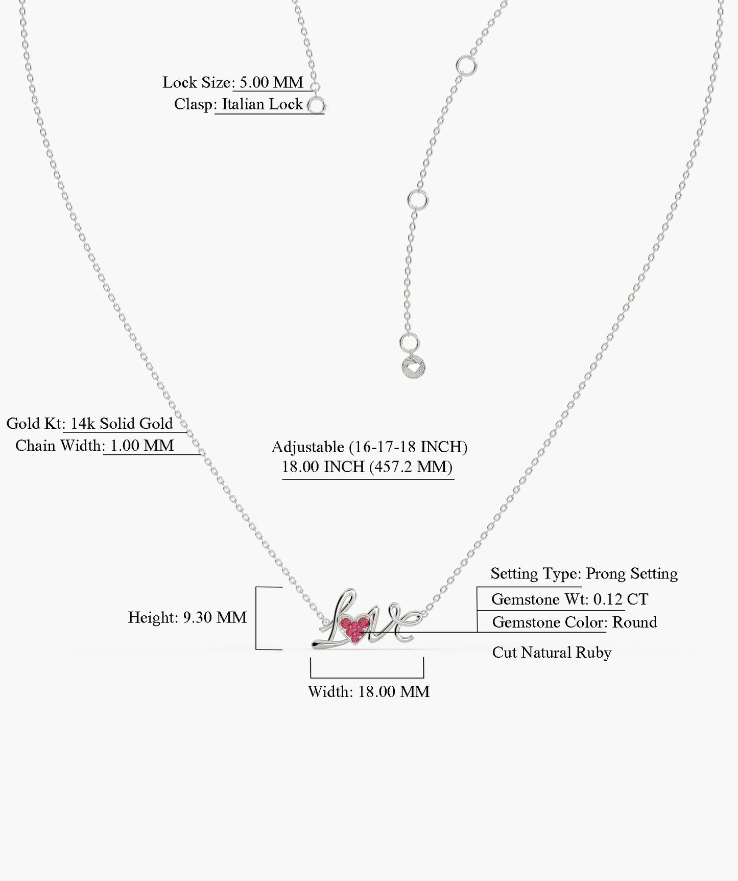 Cursive Love Heart Pendant Necklace