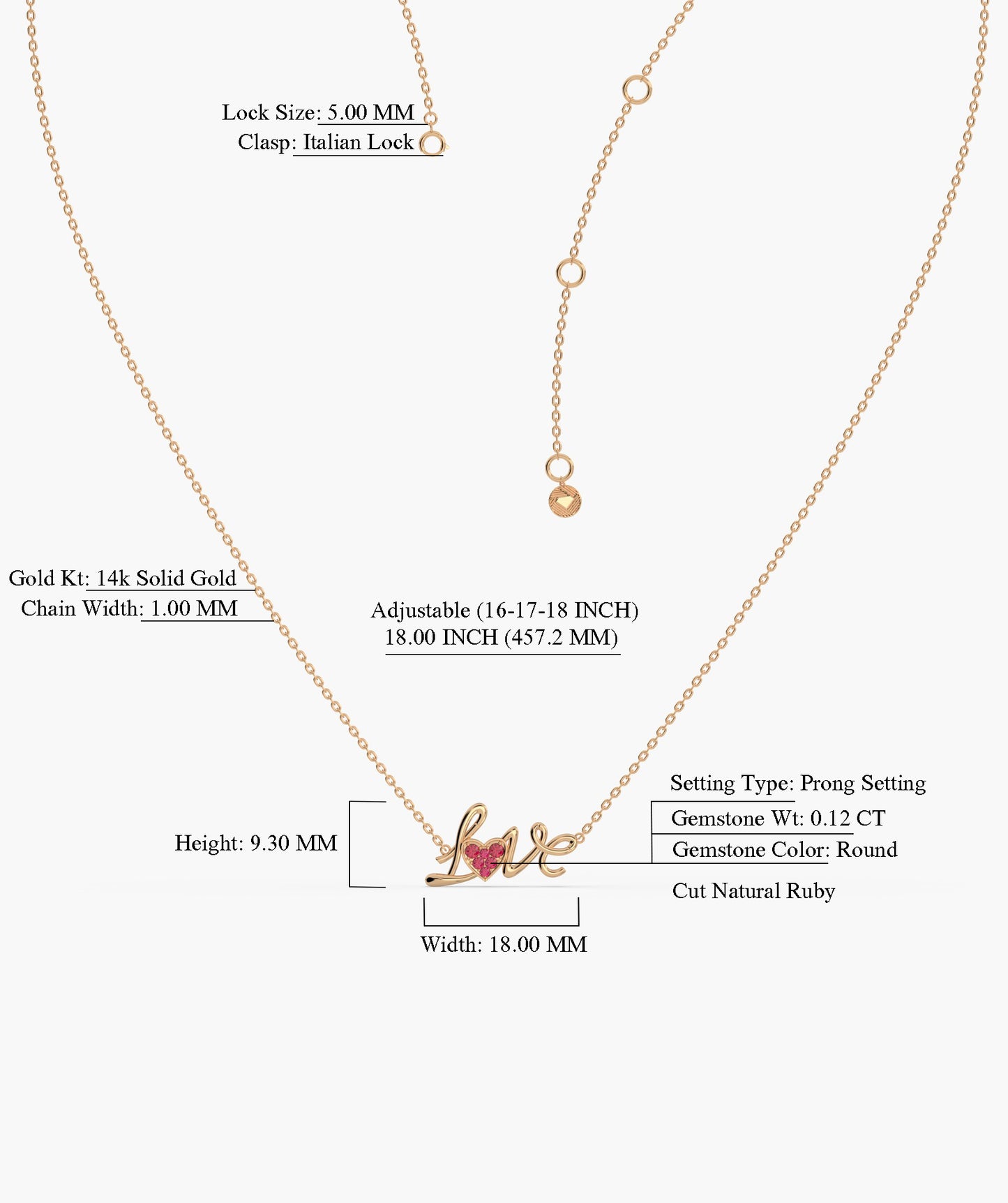 Cursive Love Heart Pendant Necklace