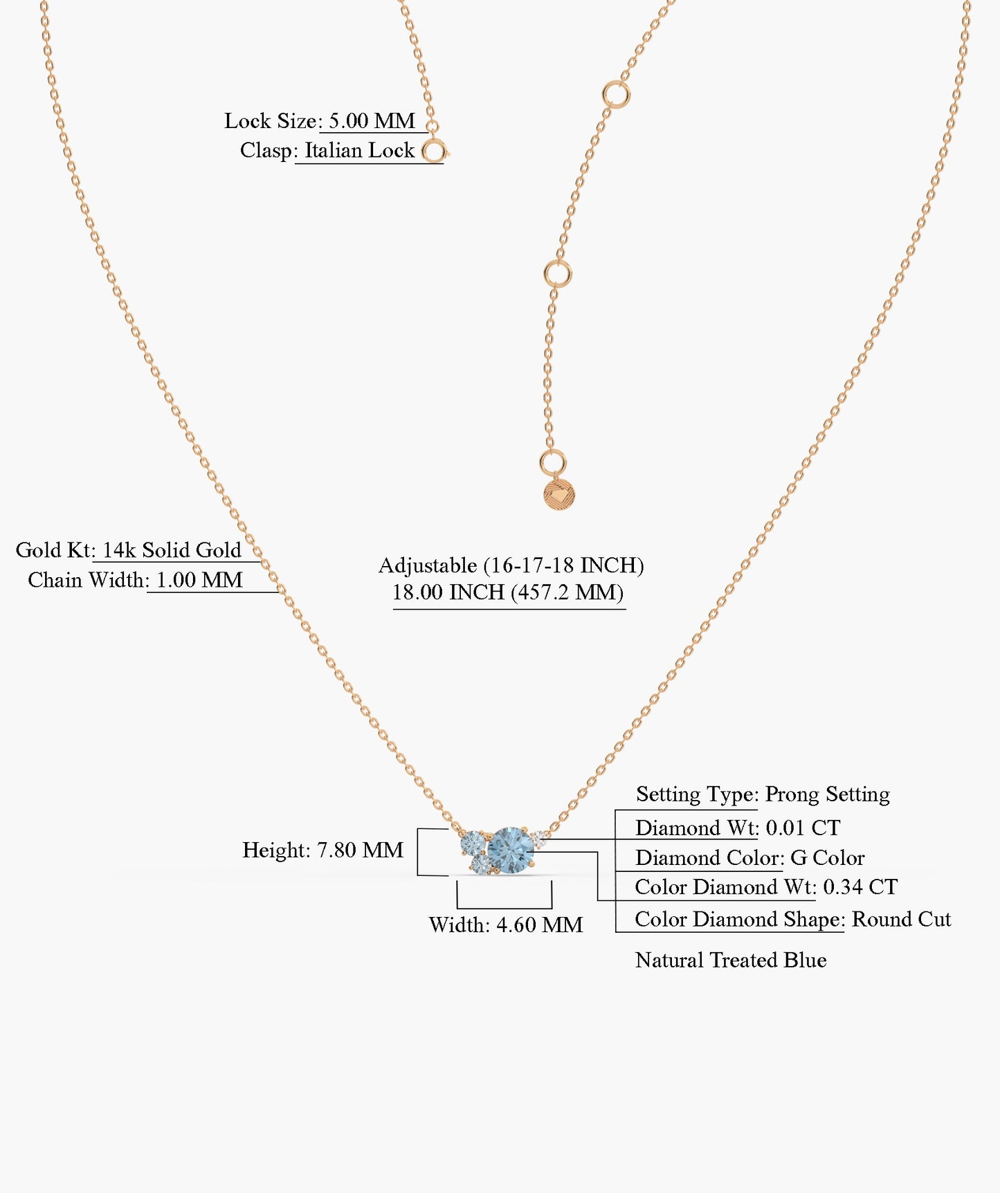 Sky Blue Sparkle Diamond Necklace