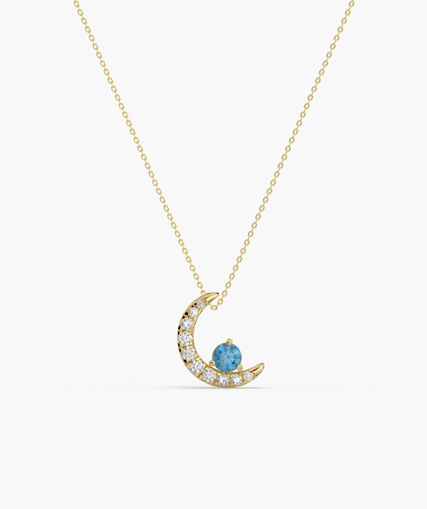 14K Gold Starry Moonlight Pendant