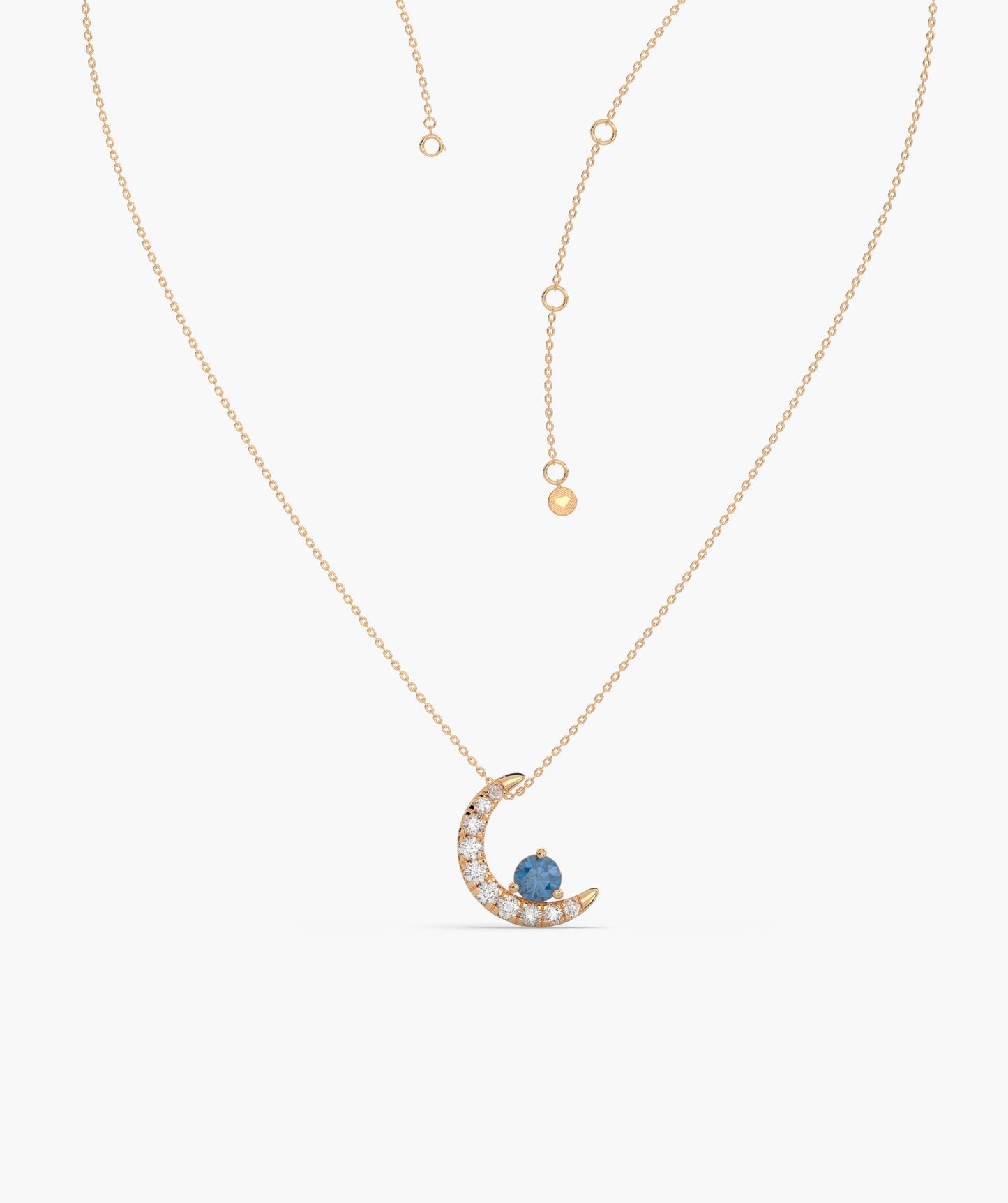 14K Gold Starry Moonlight Pendant