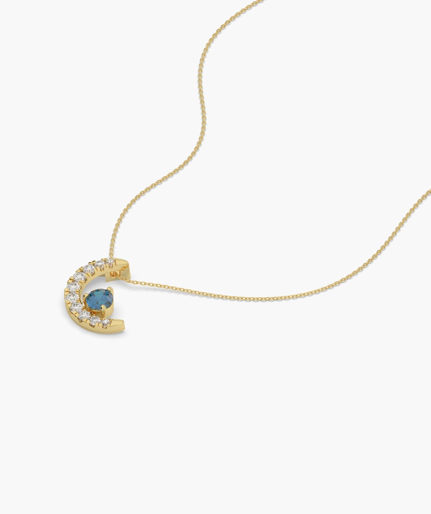 14K Gold Starry Moonlight Pendant