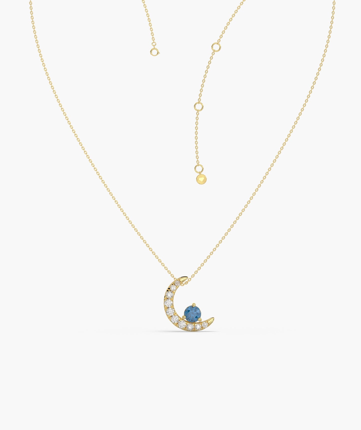14K Gold Starry Moonlight Pendant