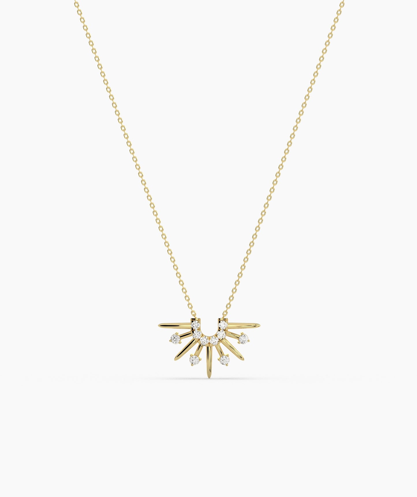 14K Gold Sunburst Diamond Necklace