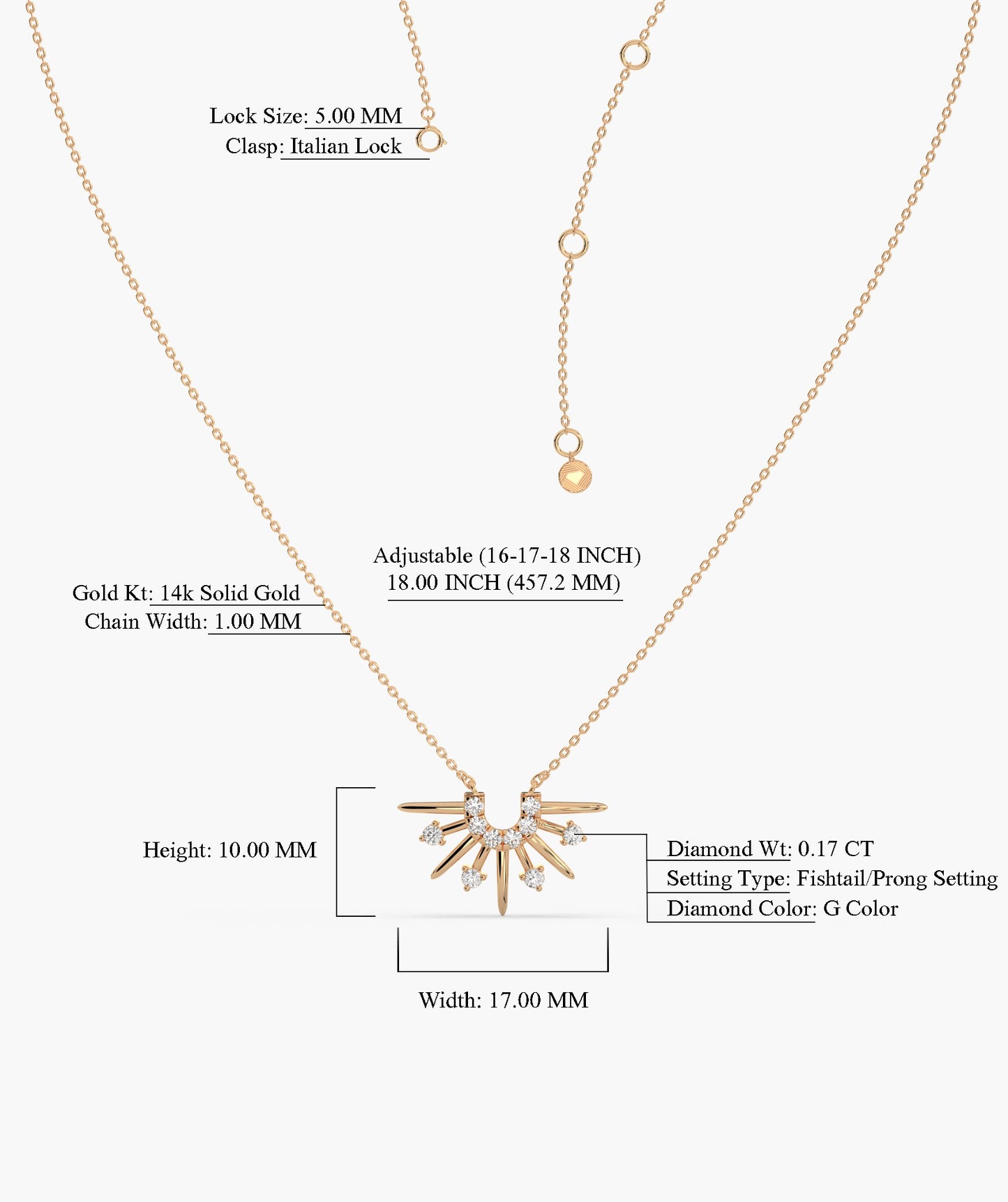 Sunburst Spike Diamond Pendant Necklace