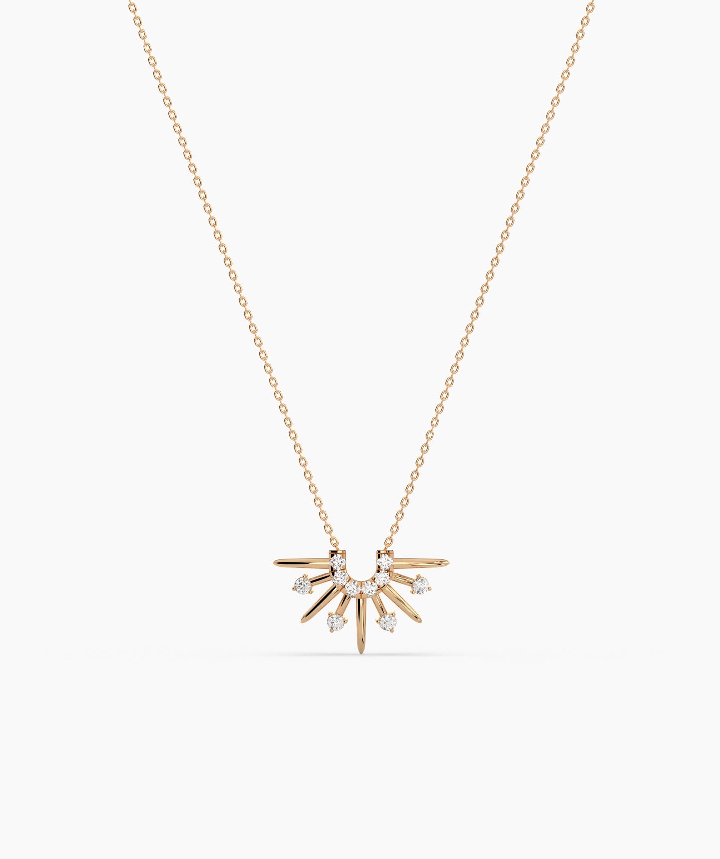 14K Gold Sunburst Diamond Necklace
